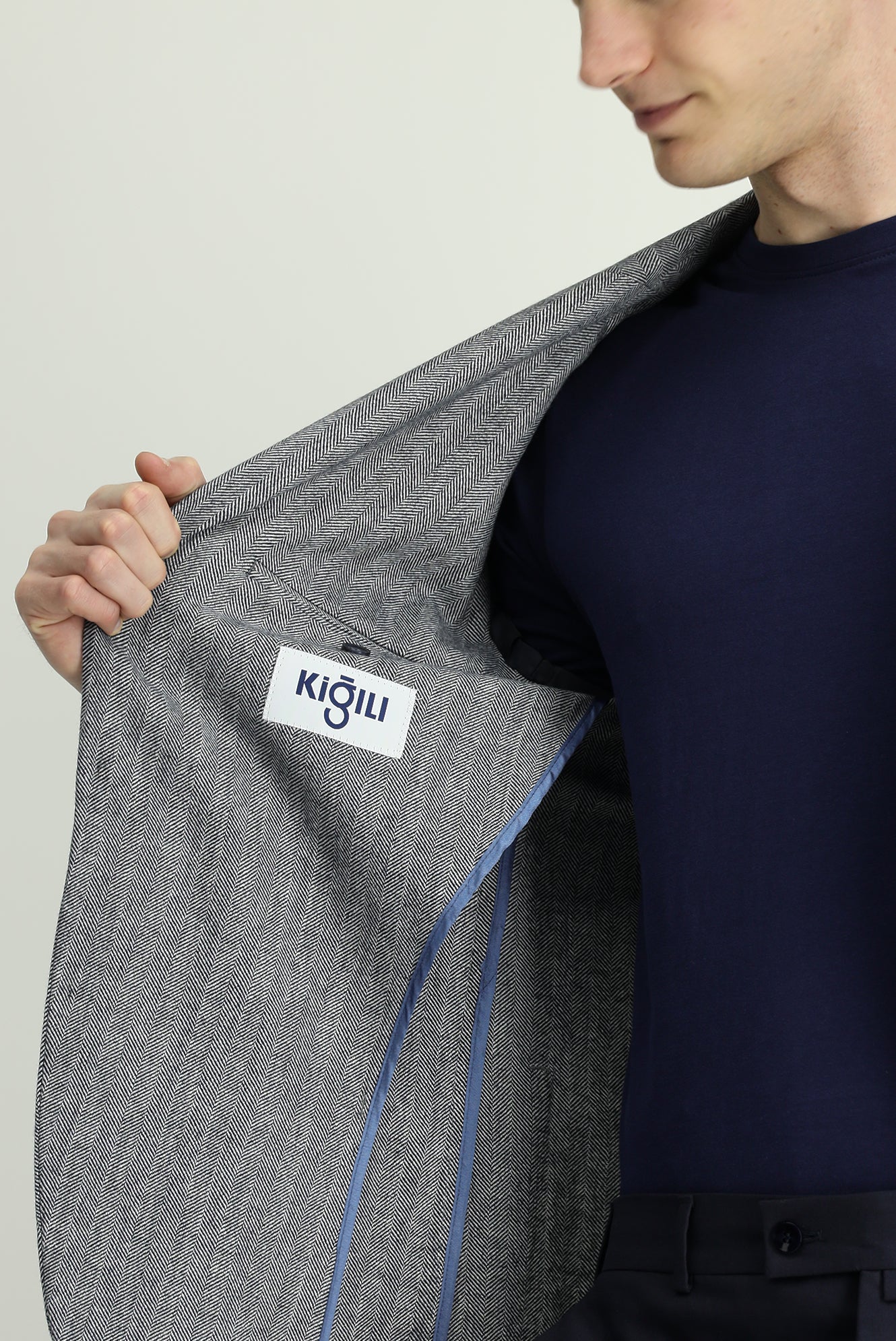 Açık Lacivert 6 Drop Regular Fit Standart Kesim Yünlü Desenli Spor Ceket - Image 6