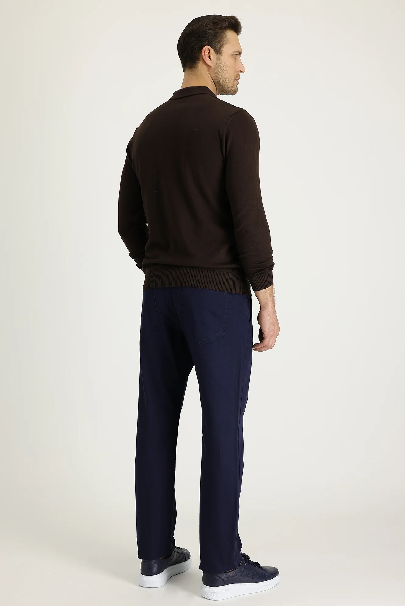Açık Lacivert Relaxed Fit Rahat Kesim Desenli Likralı Kanvas / Chino Pantolon - Image 3