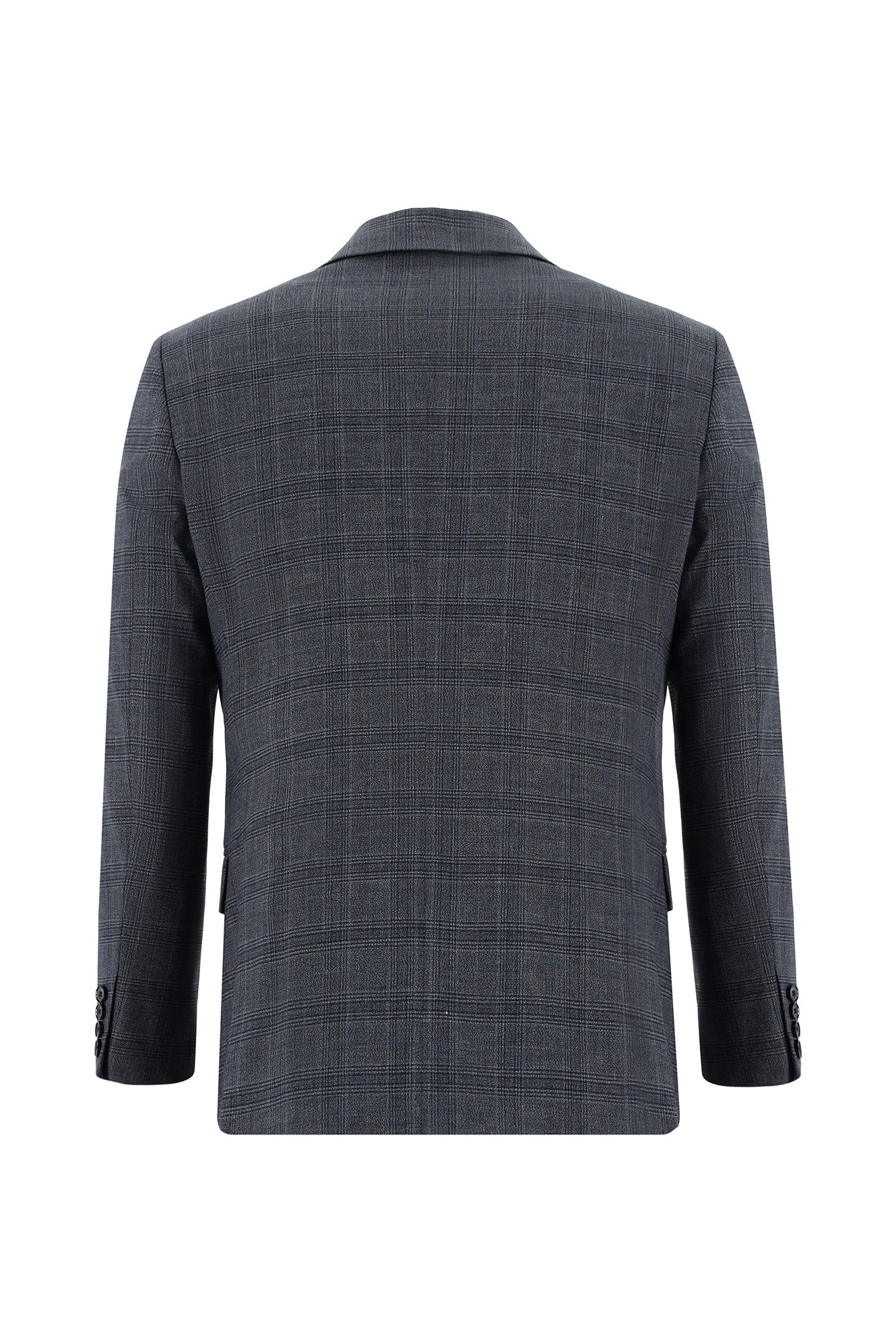 Açık Lacivert 4 Drop Relaxed Fit Rahat Kesim Ekose Takım Elbise - Image 3