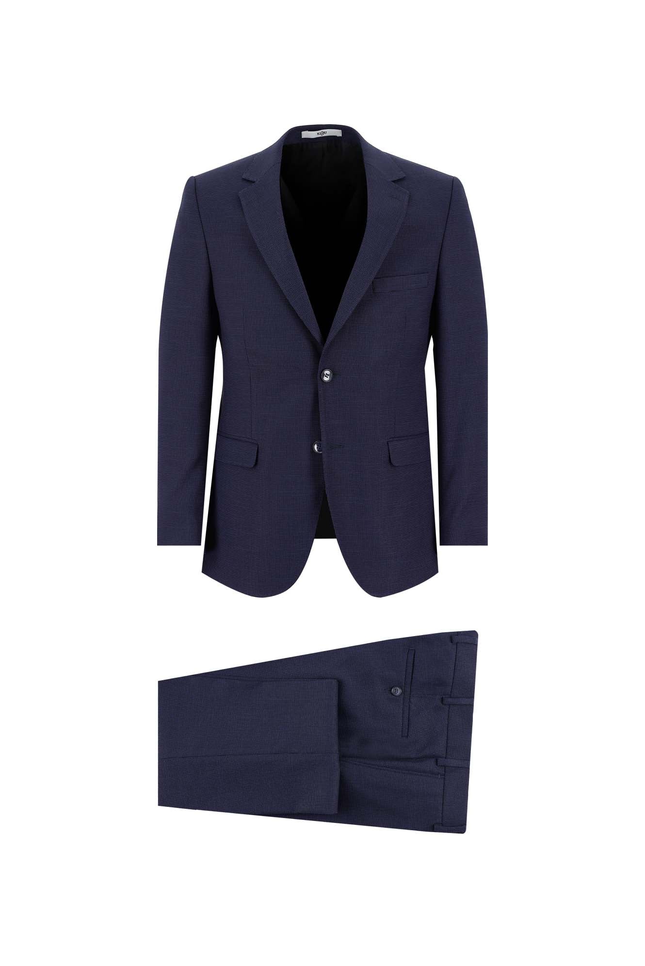 Açık Lacivert 4 Drop Relaxed Fit Rahat Kesim Kuşgözü Takım Elbise - Image 3