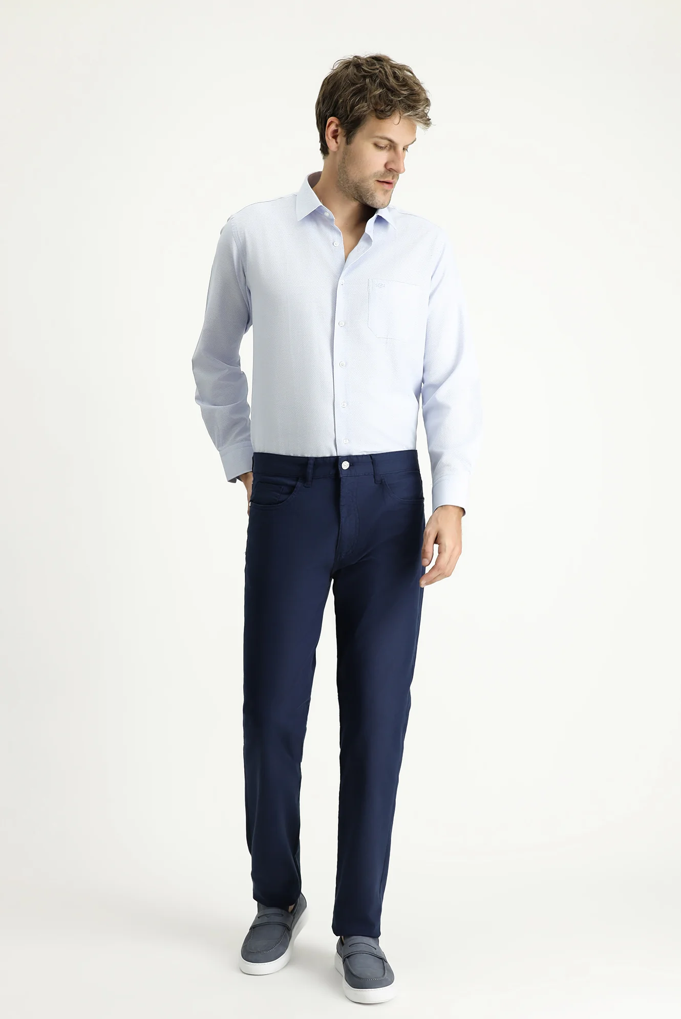 Açık Lacivert Relaxed Fit Rahat Kesim Likralı Kanvas / Chino Pantolon - Image 3