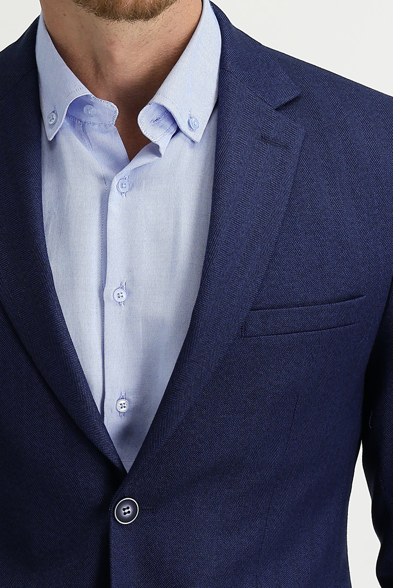 Açık Lacivert 7 Drop Slim Fit Dar Kesim Balık Sırtı Ceket - Image 3