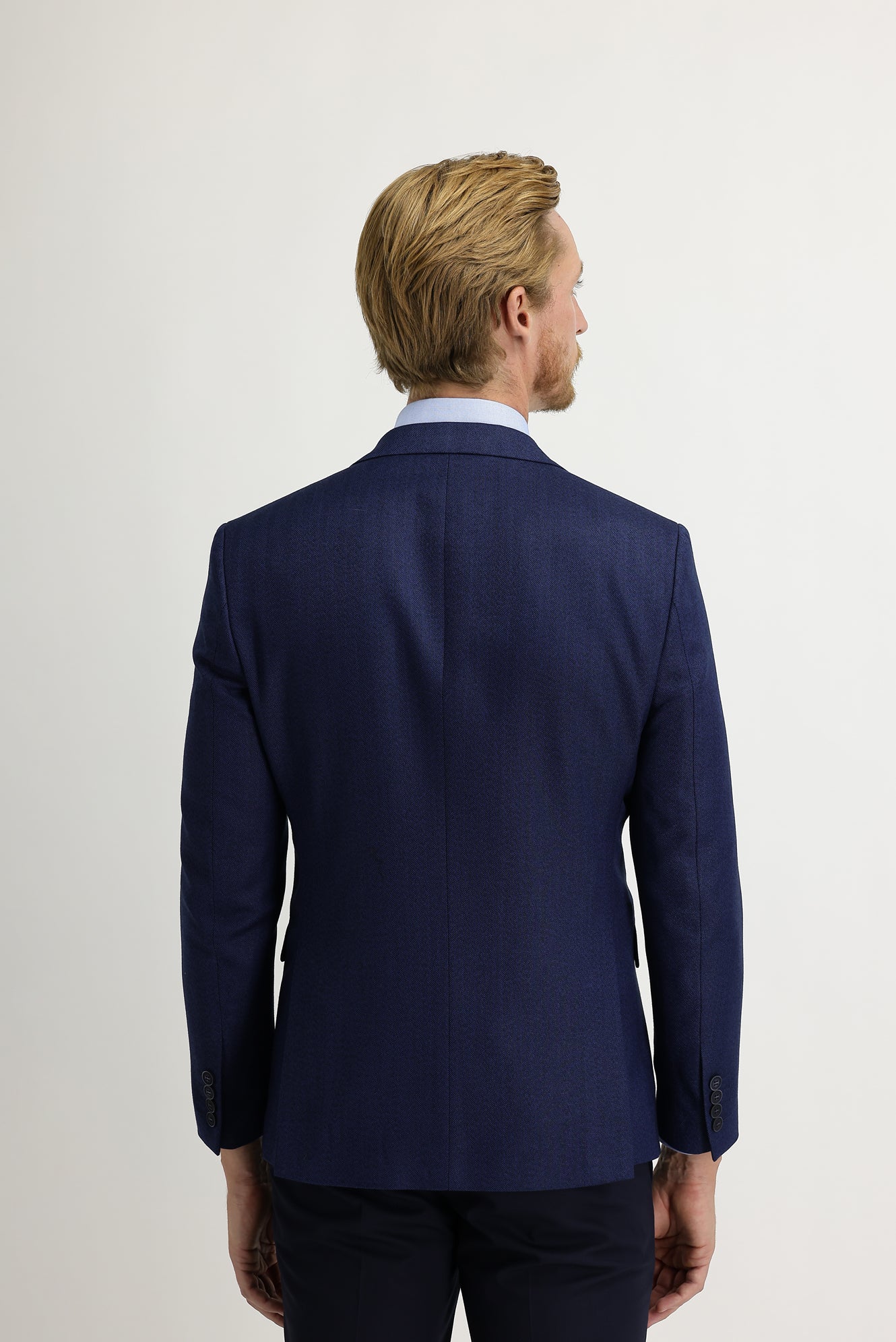 Açık Lacivert 7 Drop Slim Fit Dar Kesim Balık Sırtı Ceket - Image 4