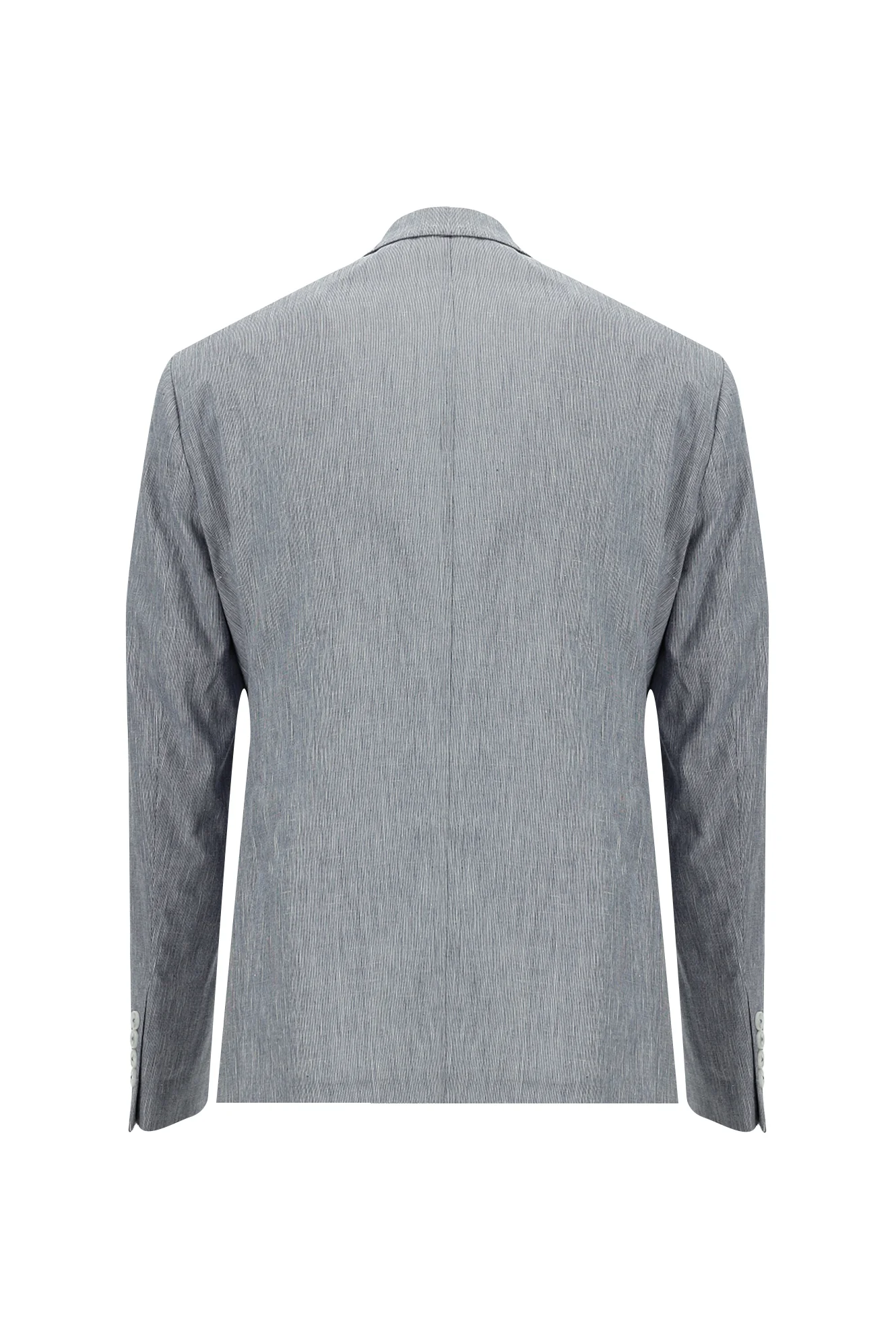 Açık Lacivert 7 Drop Slim Fit Dar Kesim Beli Lastikli İpli Desenli Pamuklu Keten Karışımlı Takım Elbise - Image 3
