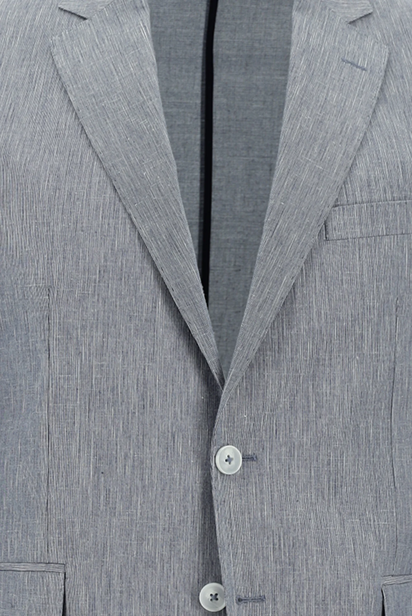 Açık Lacivert 7 Drop Slim Fit Dar Kesim Beli Lastikli İpli Desenli Pamuklu Keten Karışımlı Takım Elbise - Image 4