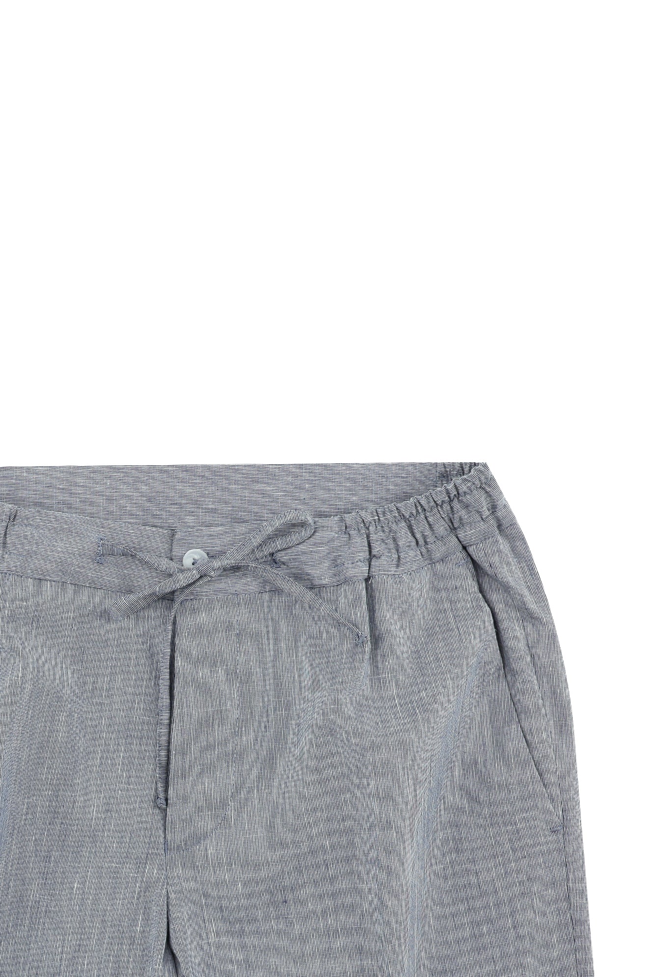 Açık Lacivert 7 Drop Slim Fit Dar Kesim Beli Lastikli İpli Desenli Pamuklu Keten Karışımlı Takım Elbise - Image 5
