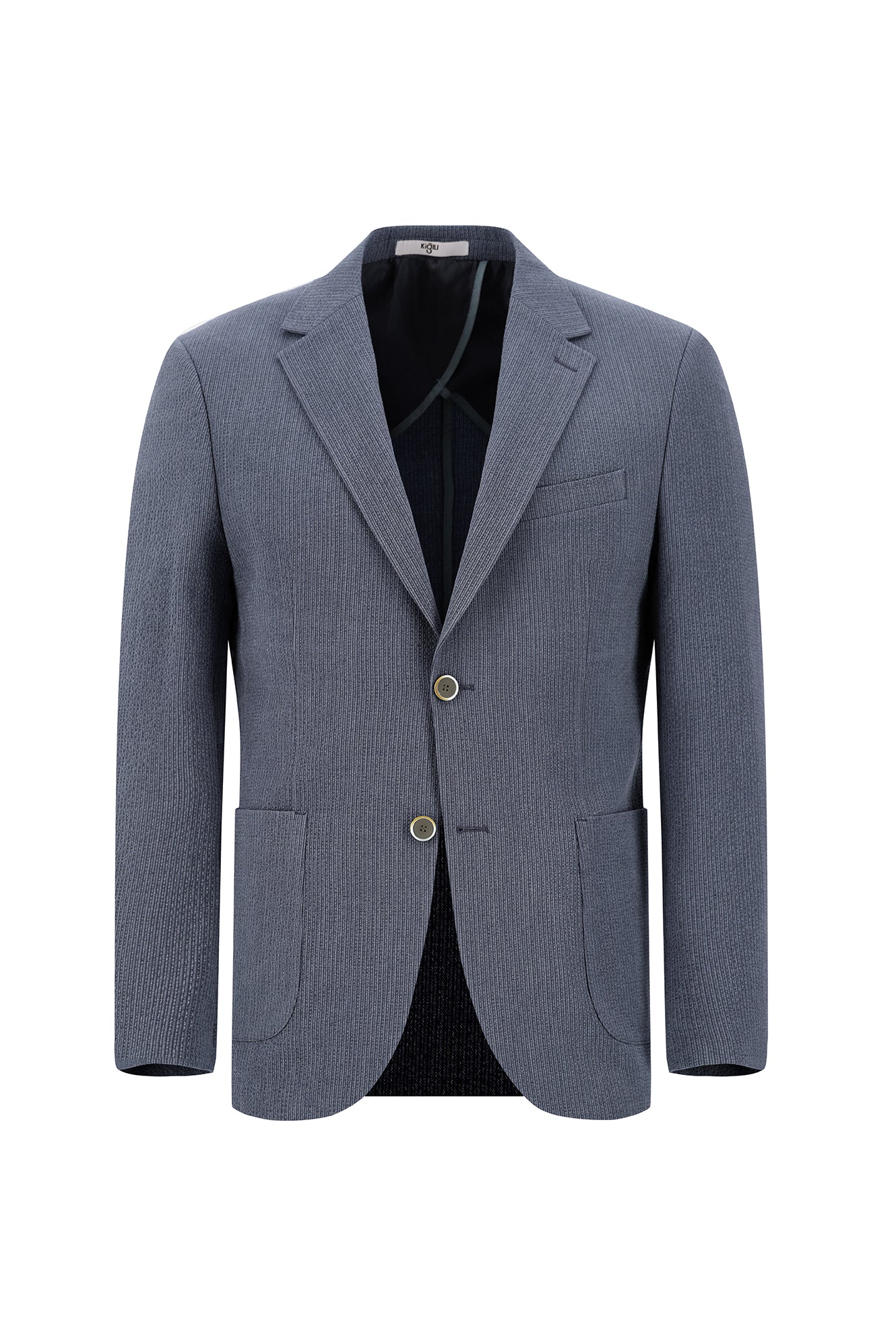 Açık Lacivert 7 Drop Slim Fit Dar Kesim Çizgili Beli Lastikli İpli Takım Elbise - Image 2