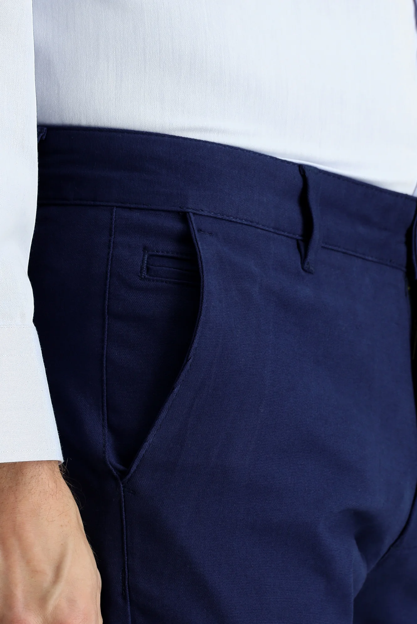 Açık Lacivert Slim Fit Dar Kesim Desenli Likralı Kanvas / Chino Pantolon - Image 3
