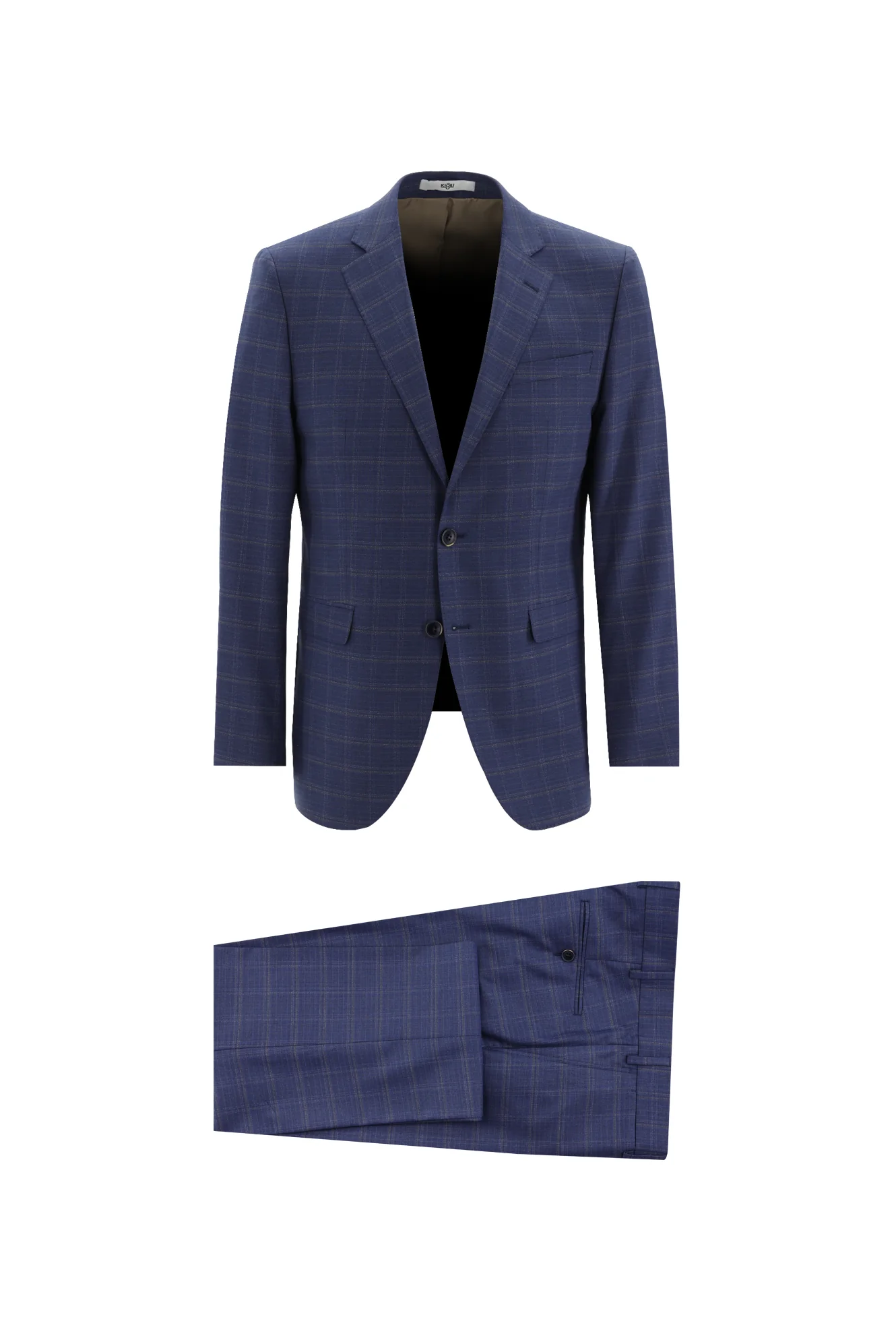 Açık Lacivert 7 Drop Slim Fit Dar Kesim Ekose Takım Elbise - Image 3