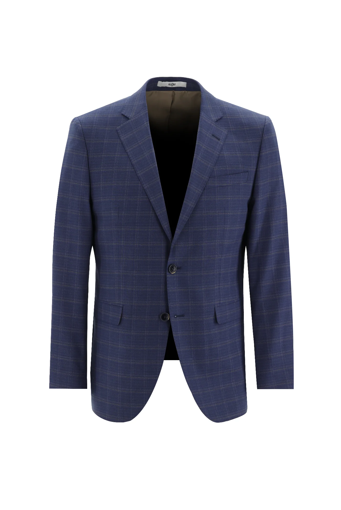 Açık Lacivert 7 Drop Slim Fit Dar Kesim Ekose Takım Elbise - Image 4