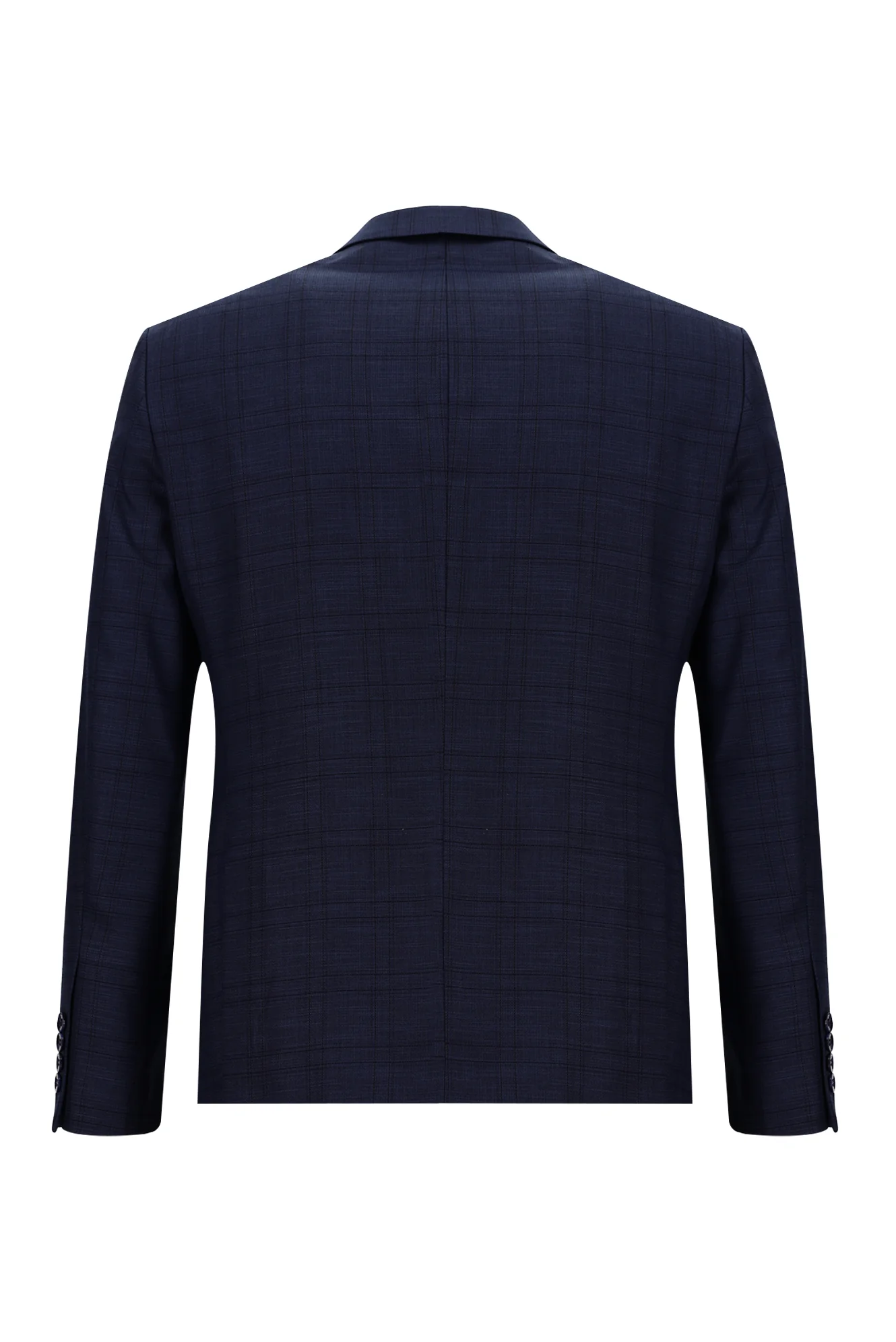 Açık Lacivert 7 Drop Slim Fit Dar Kesim Ekose Takım Elbise - Image 3