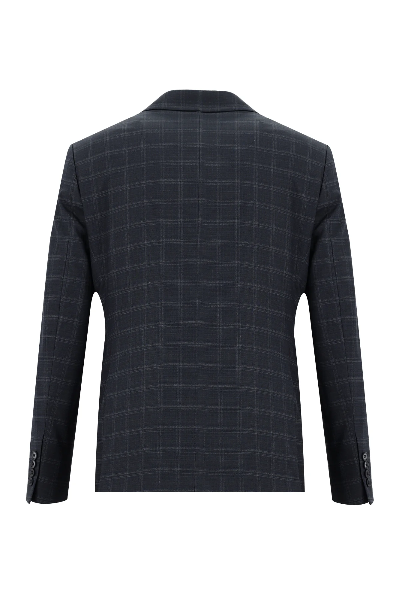 Açık Lacivert 7 Drop Slim Fit Dar Kesim Ekose Takım Elbise - Image 3