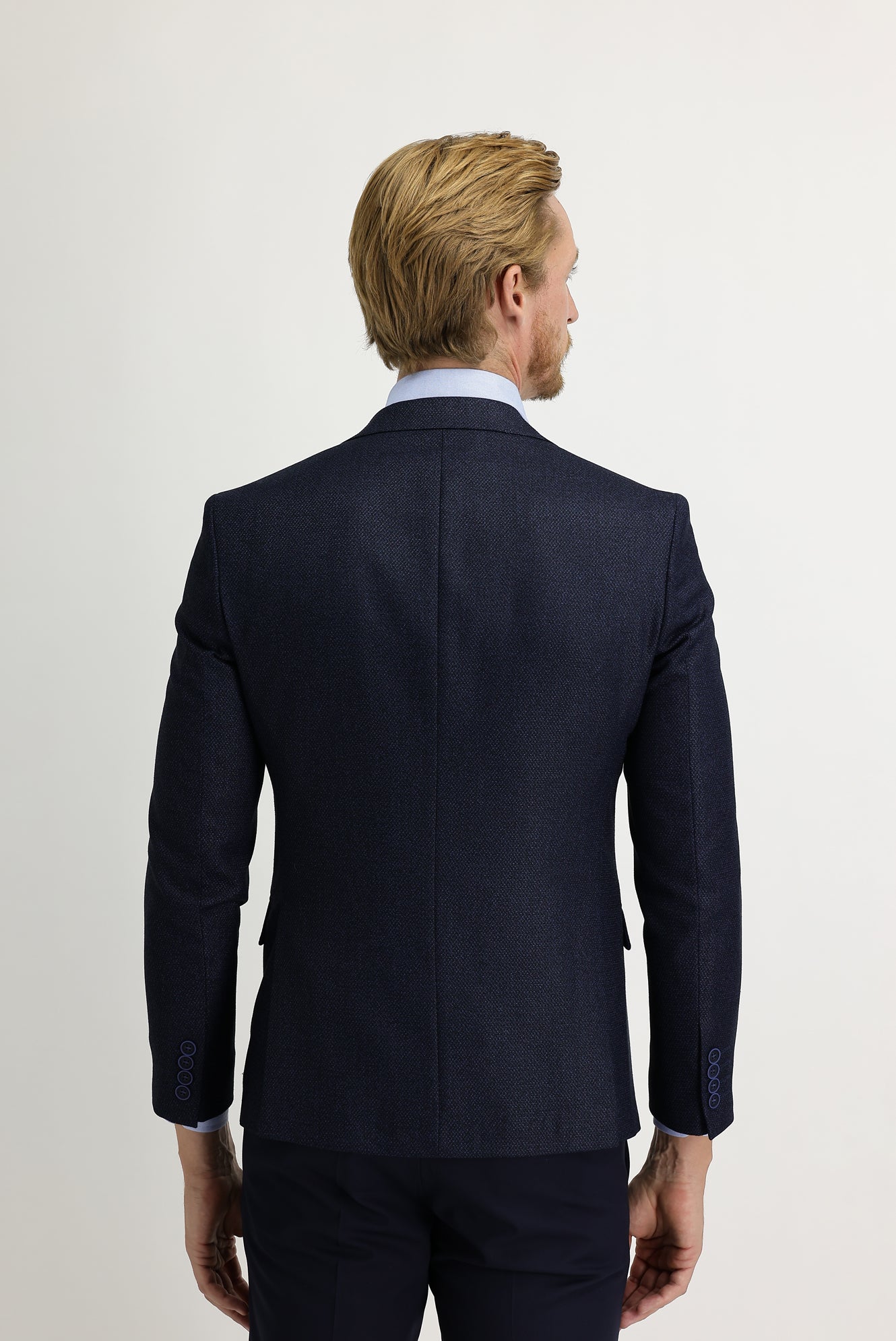 Açık Lacivert 7 Drop Slim Fit Dar Kesim Klasik Desenli Ceket - Image 4