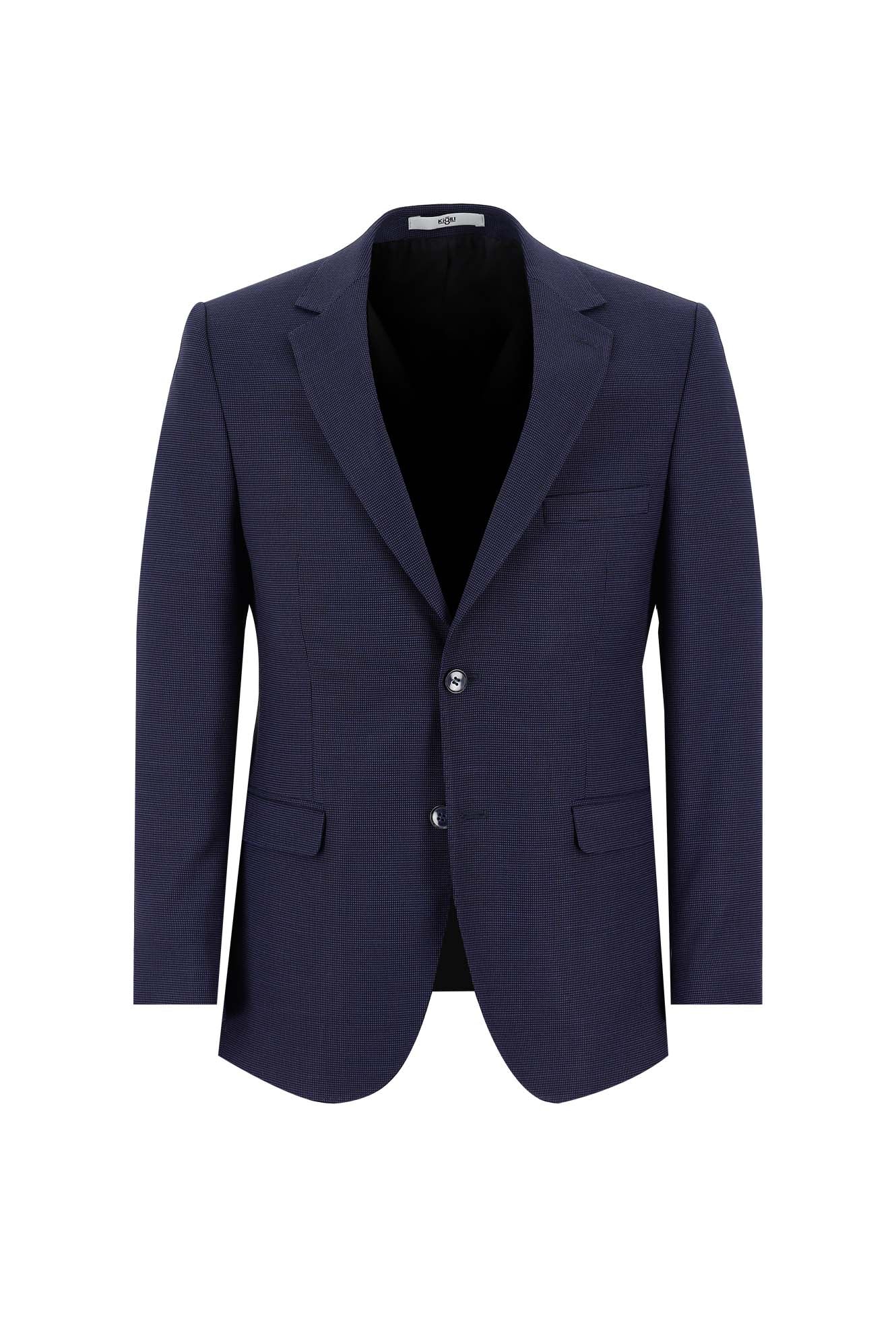 Açık Lacivert 7 Drop Slim Fit Dar Kesim Kuşgözü Takım Elbise - Image 4