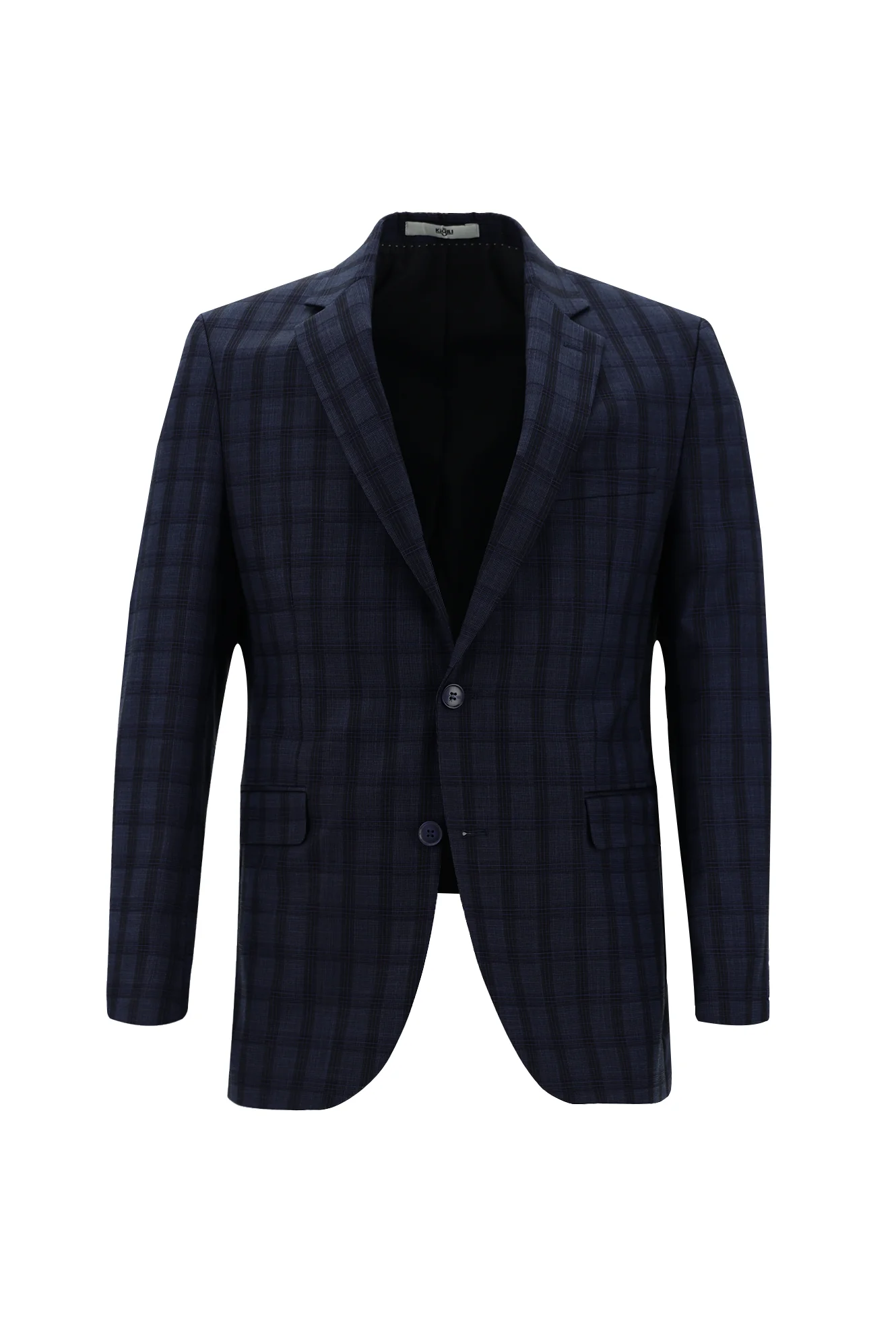 Açık Lacivert 7 Drop Slim Fit Dar Kesim Kombinli Ekose Takım Elbise - Image 2