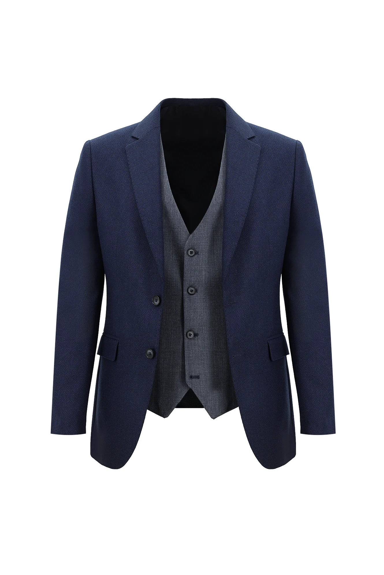 Açık Lacivert 7 Drop Slim Fit Dar Kesim Kombinli Yelekli Takım Elbise - Image 2