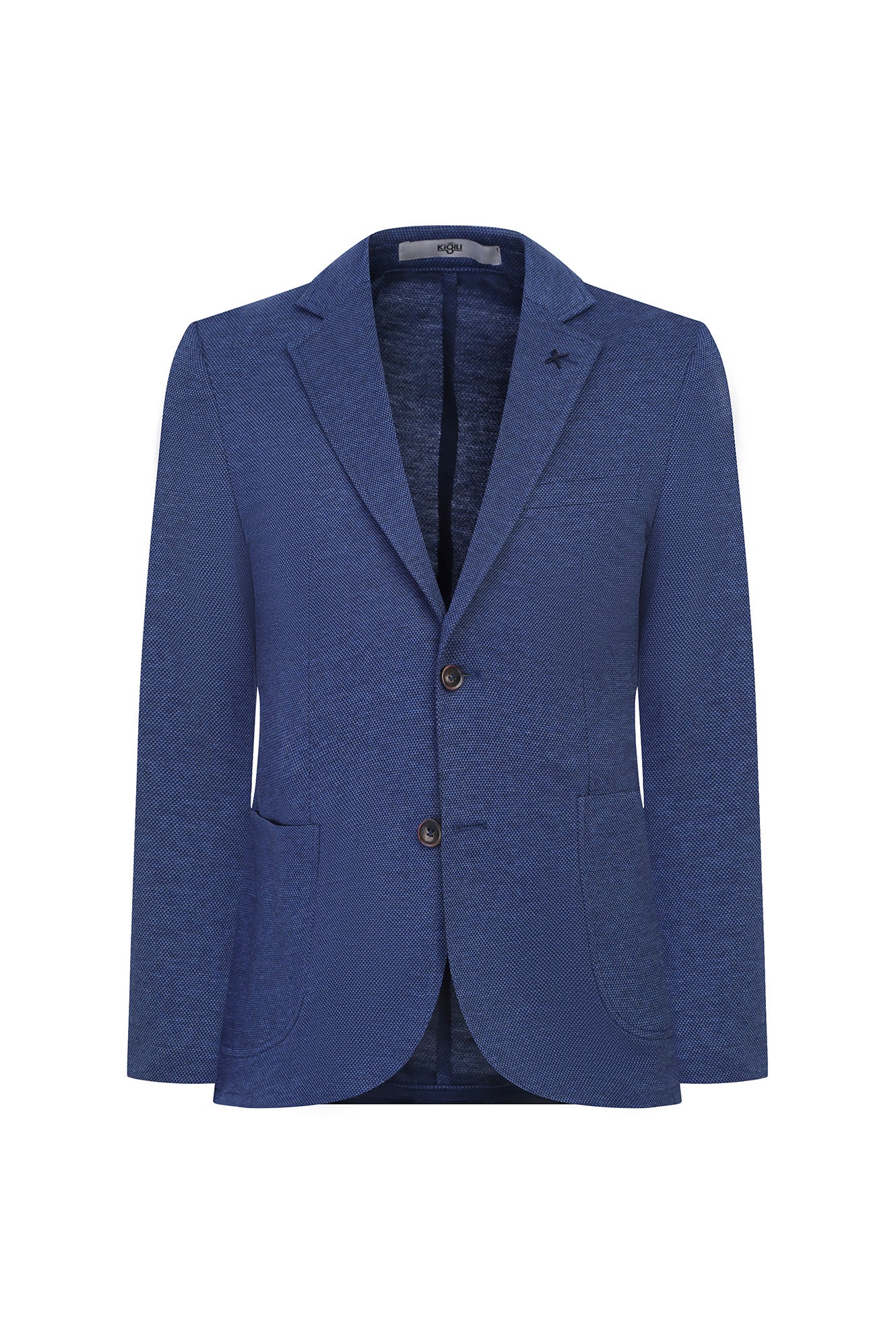Açık Lacivert 7 Drop Slim Fit Dar Kesim Kuşgözü Pamuk Ceket