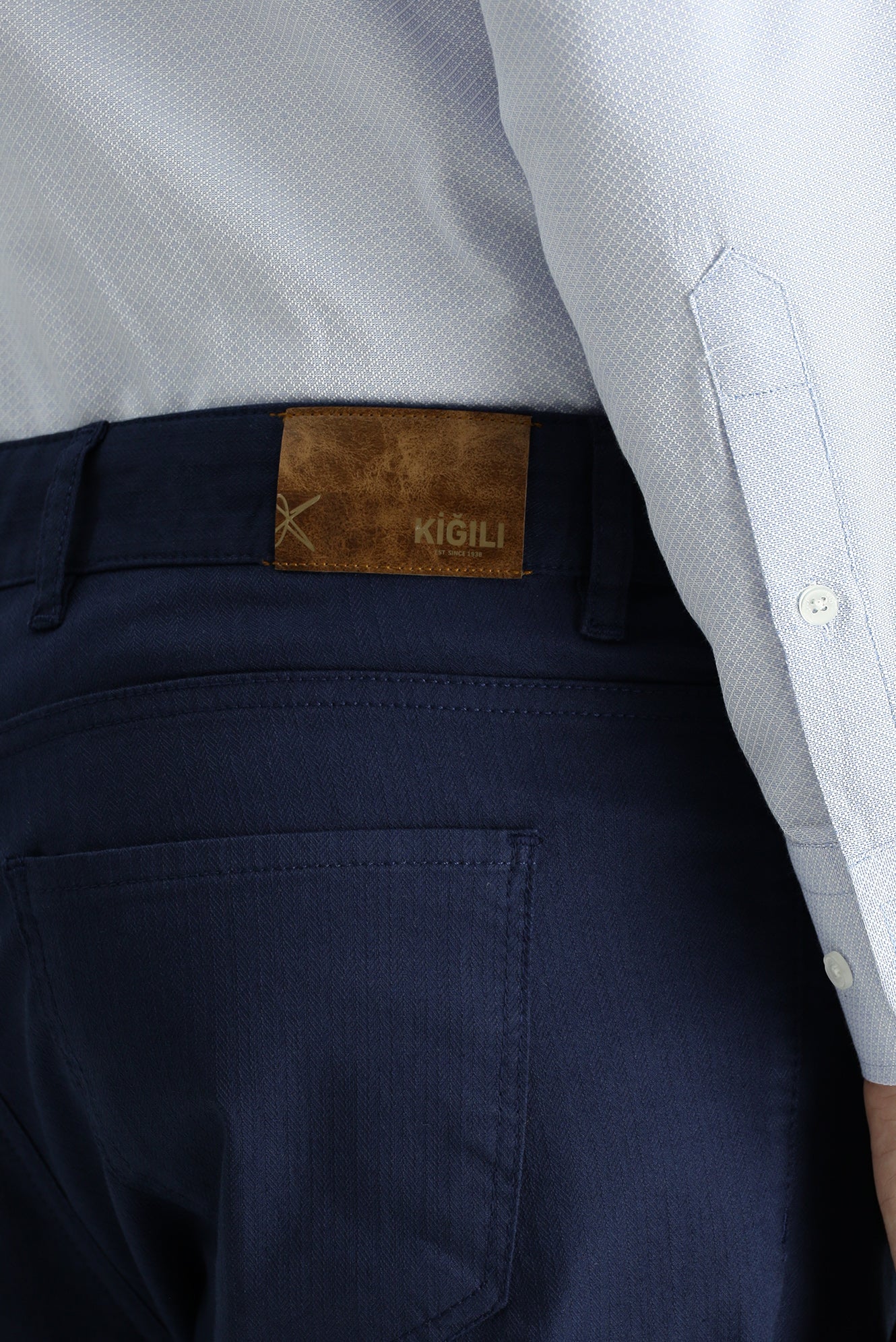 Açık Lacivert Slim Fit Dar Kesim Likralı Kanvas / Chino Pantolon - Image 6