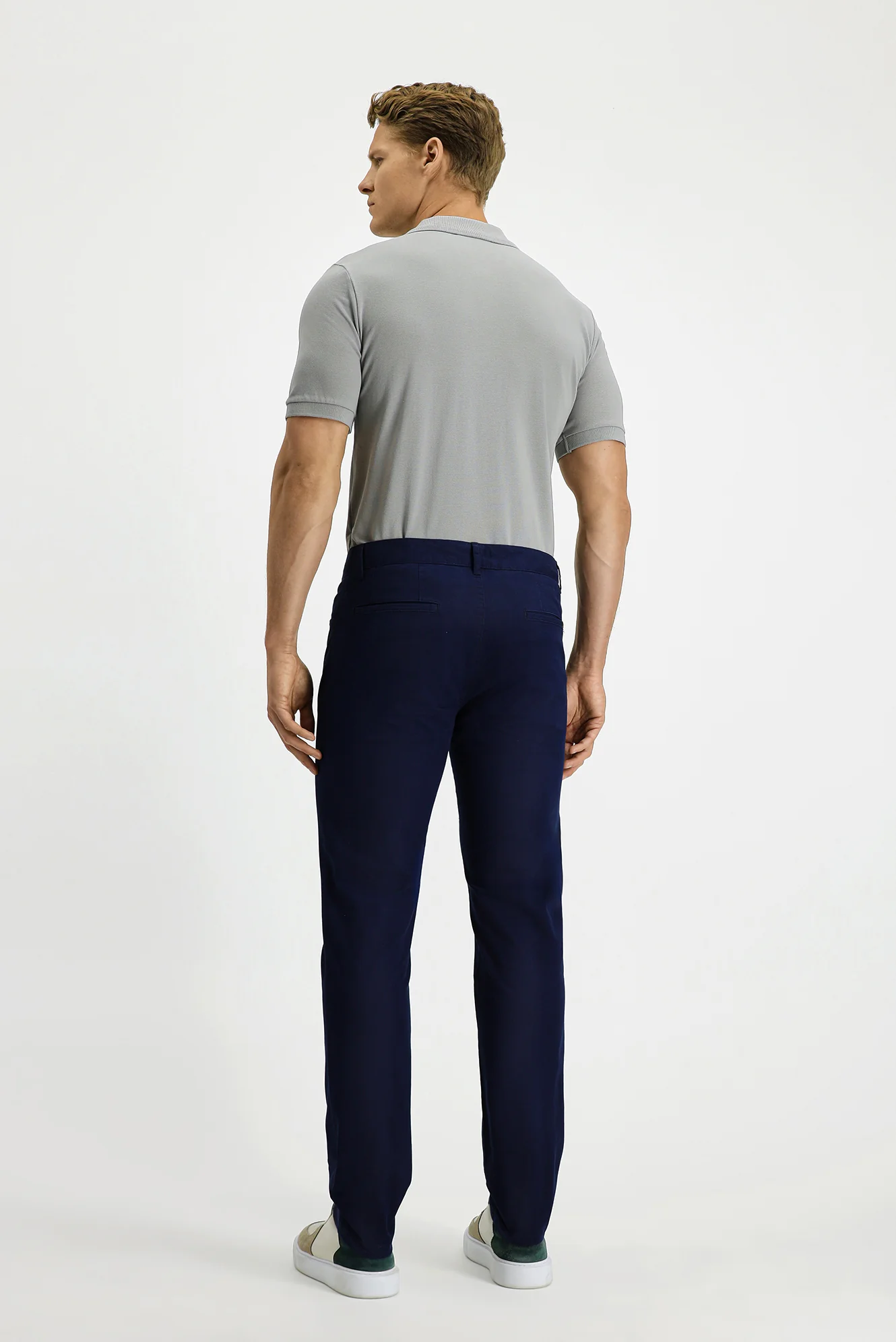 Açık Lacivert Slim Fit Dar Kesim Likralı Yandan Cepli Kanvas / Chino Pantolon - Image 4