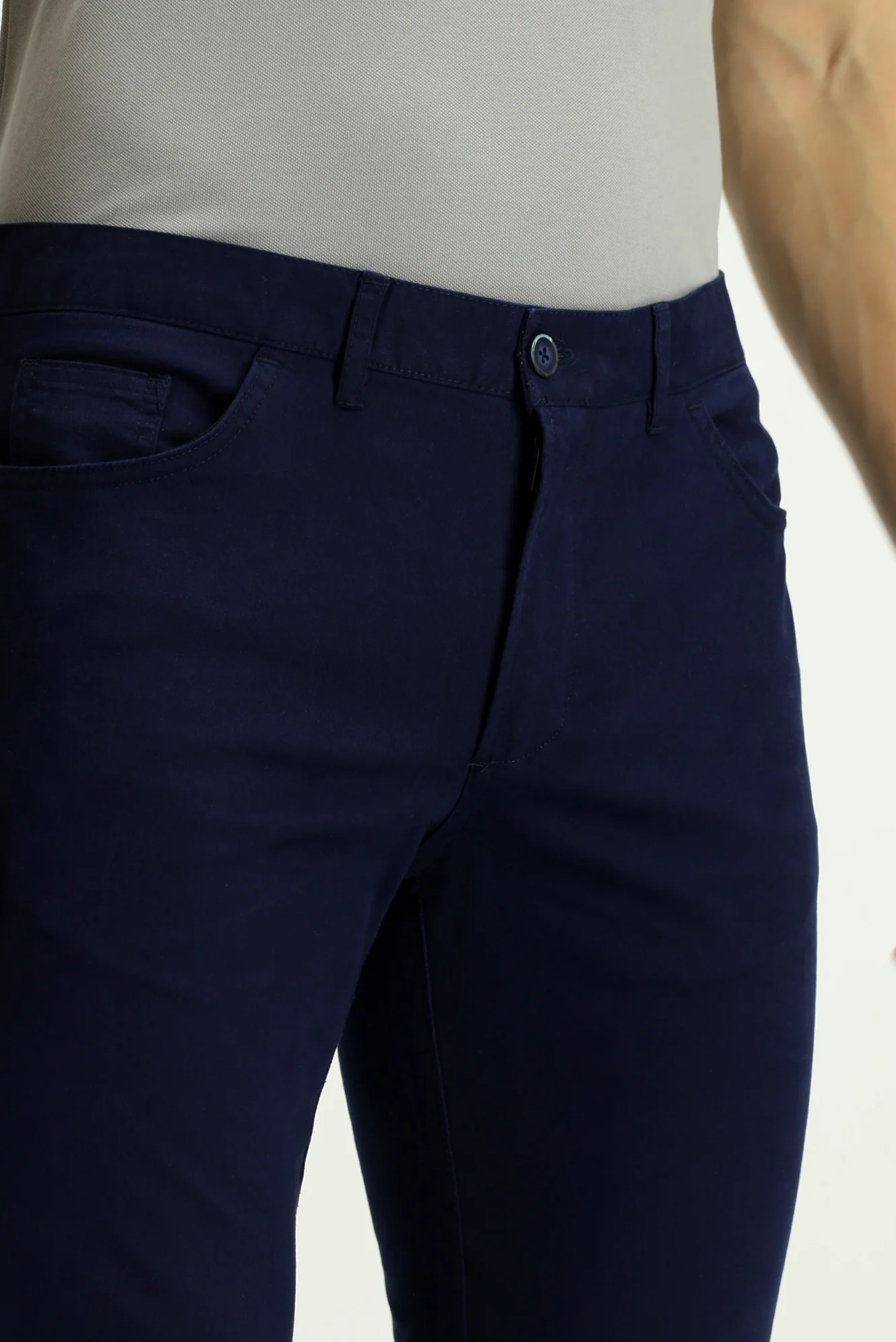Açık Lacivert Slim Fit Dar Kesim Likralı Yandan Cepli Kanvas / Chino Pantolon - Image 5
