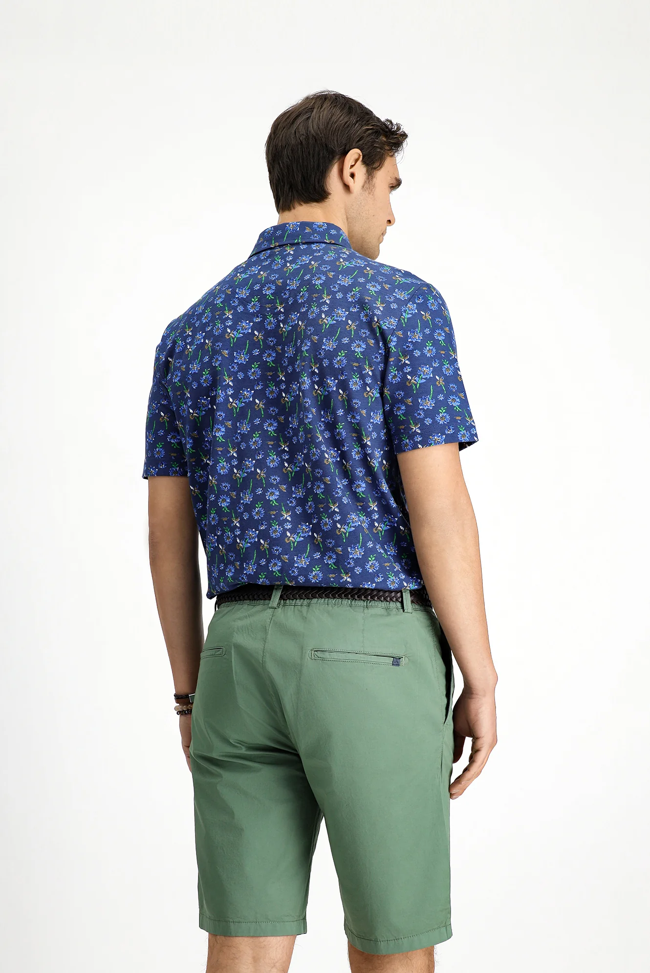 Açık Lacivert Slim Fit Dar Kesim Pamuklu Baskılı Polo Yaka Tişört - Image 5