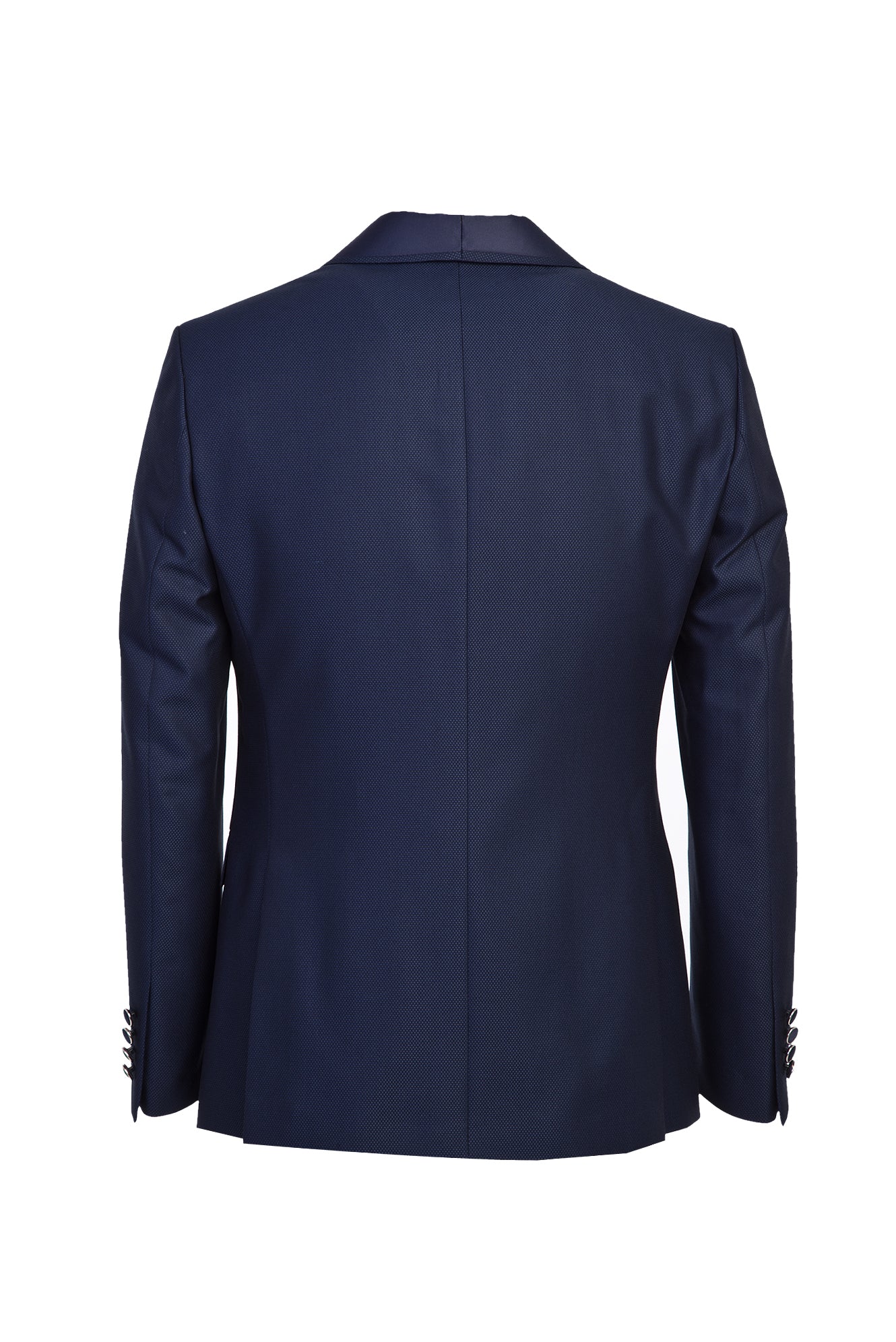 Açık Lacivert 7 Drop Slim Fit Dar Kesim Şal Yaka Yelekli Smokin & Damatlık - Image 5
