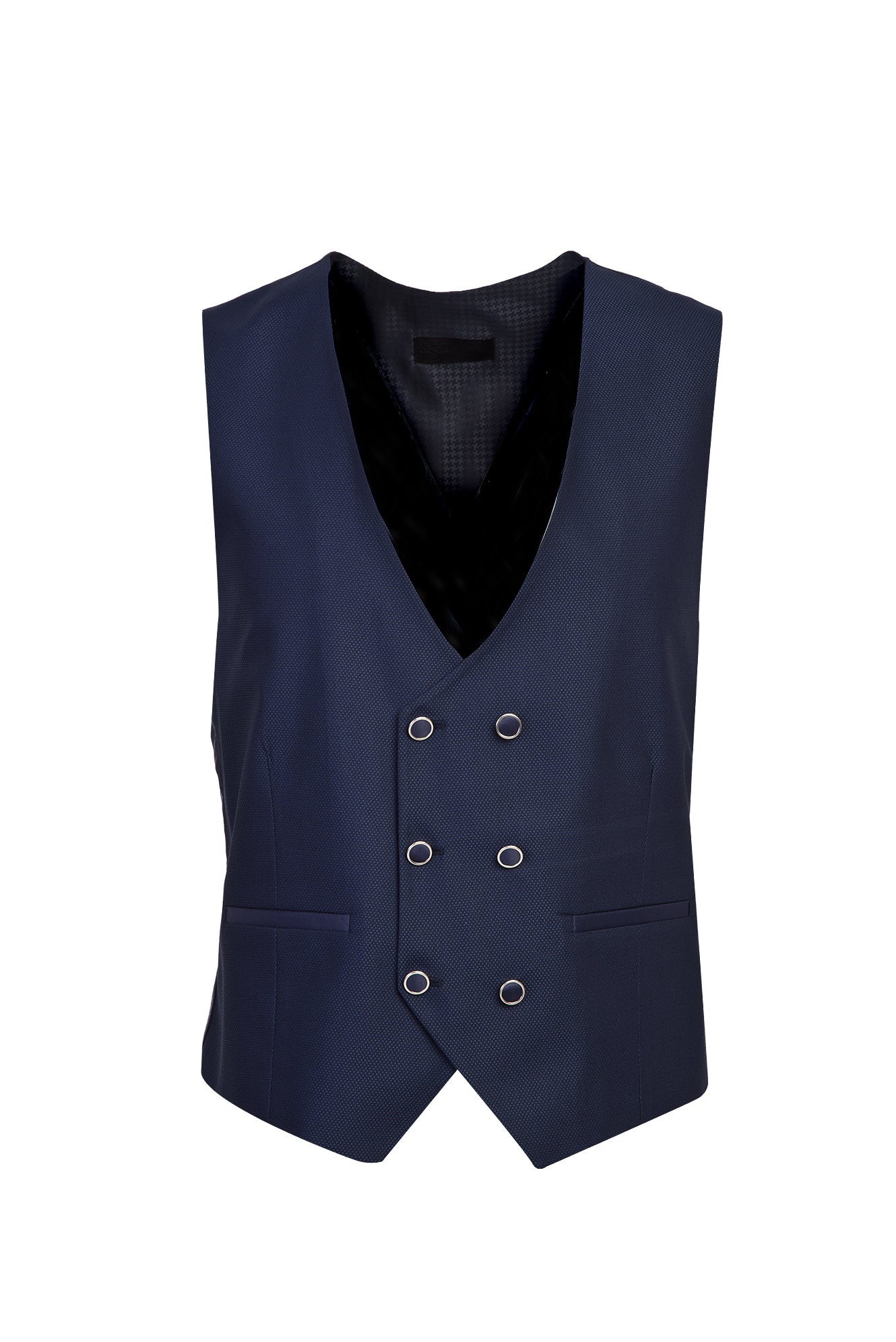 Açık Lacivert 7 Drop Slim Fit Dar Kesim Şal Yaka Yelekli Smokin & Damatlık - Image 6
