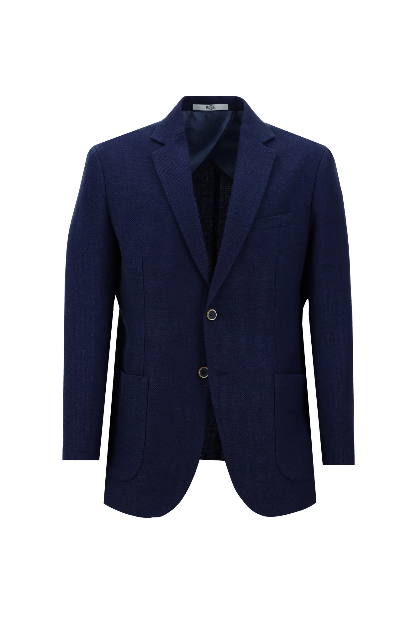 Açık Lacivert 7 Drop Slim Fit Dar Kesim Spor Keten Yünlü Ceket