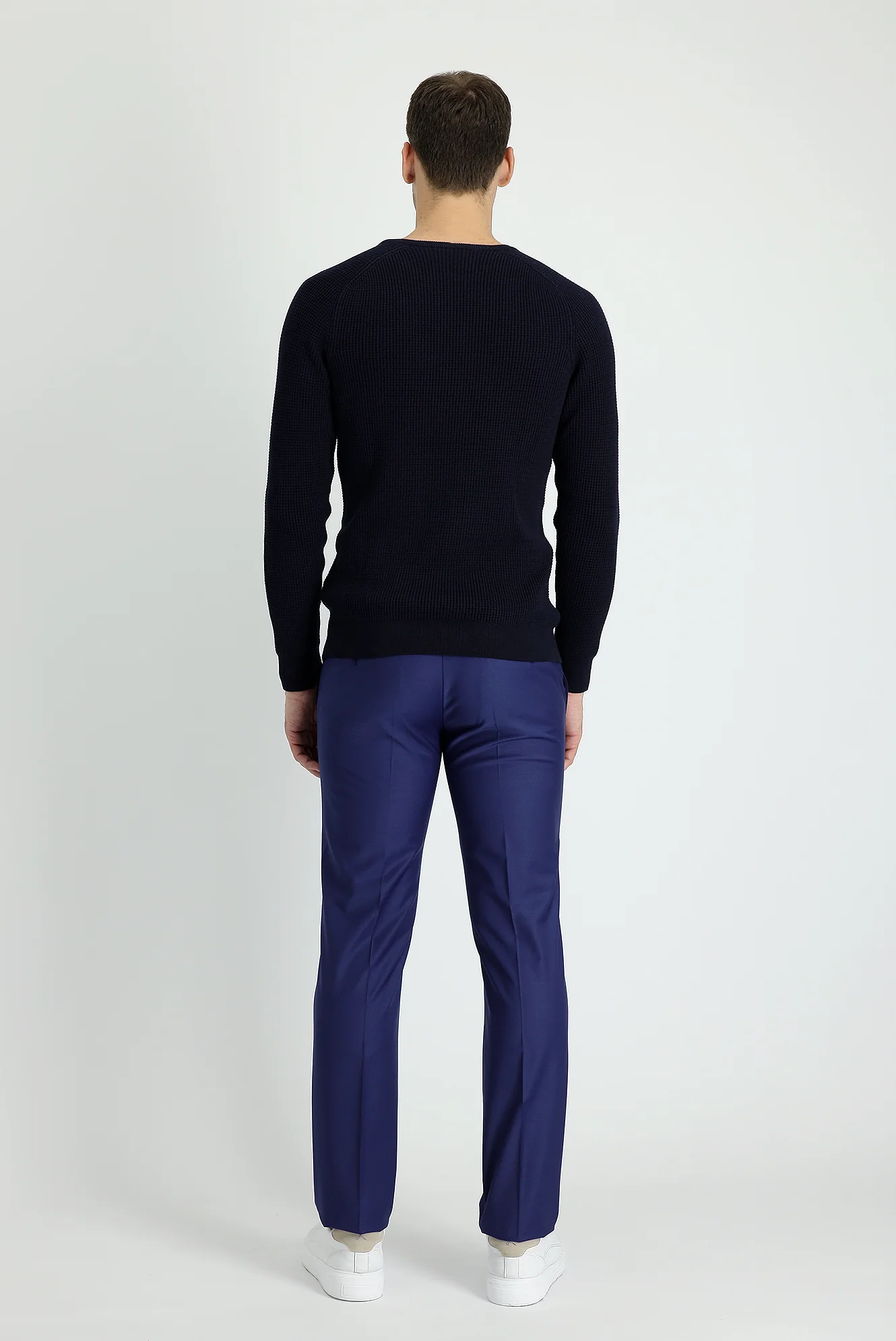 Açık Lacivert 7 Drop Slim Fit Dar Kesim Yünlü Klasik Kumaş Pantolon - Image 3