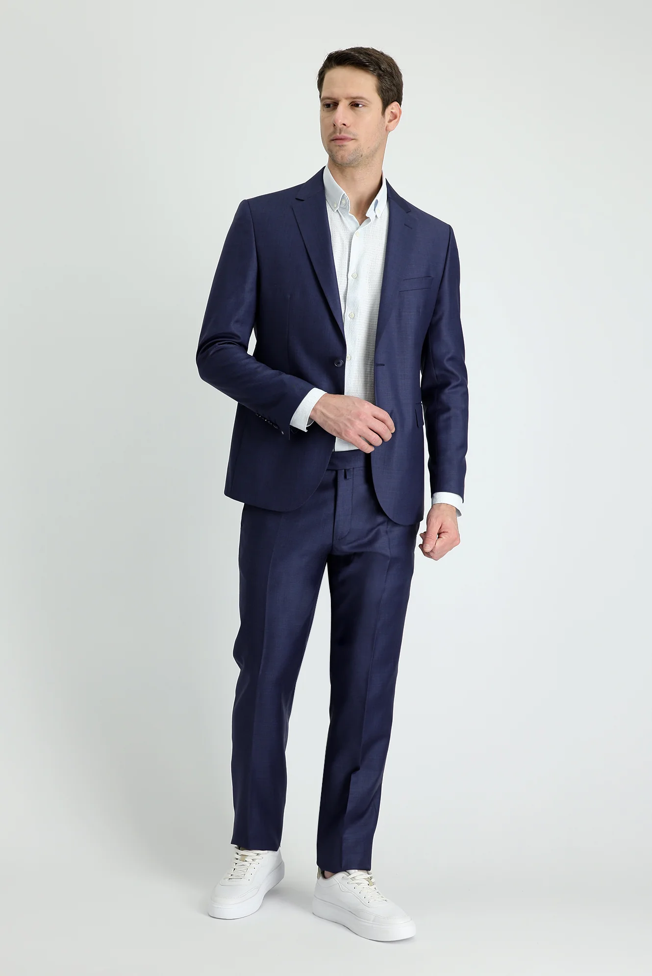 Açık Lacivert 7 Drop Slim Fit Dar Kesim Yünlü Takım Elbise - Image 2