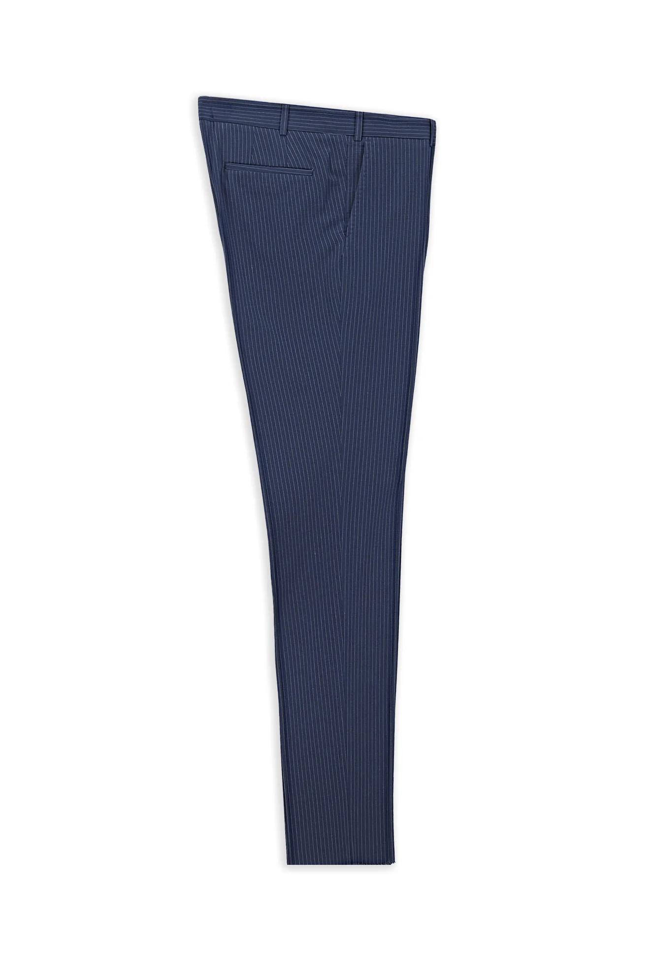 Açık Lacivert 7 Drop Super Slim Fit Eksra Dar Kesim Likralı Çizgili Klasik Kumaş Pantolon - Image 7