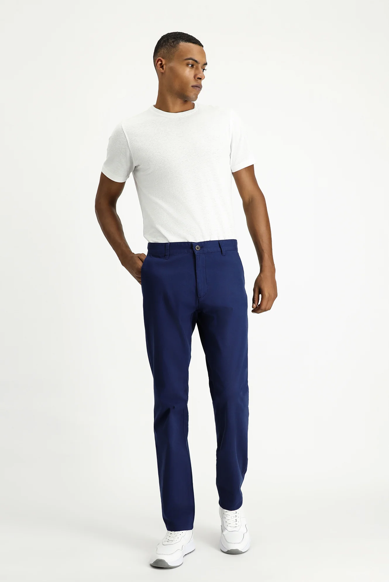 Açık Lacivert Super Slim Fit Eksra Dar Kesim Likralı Kanvas / Chino Pantolon