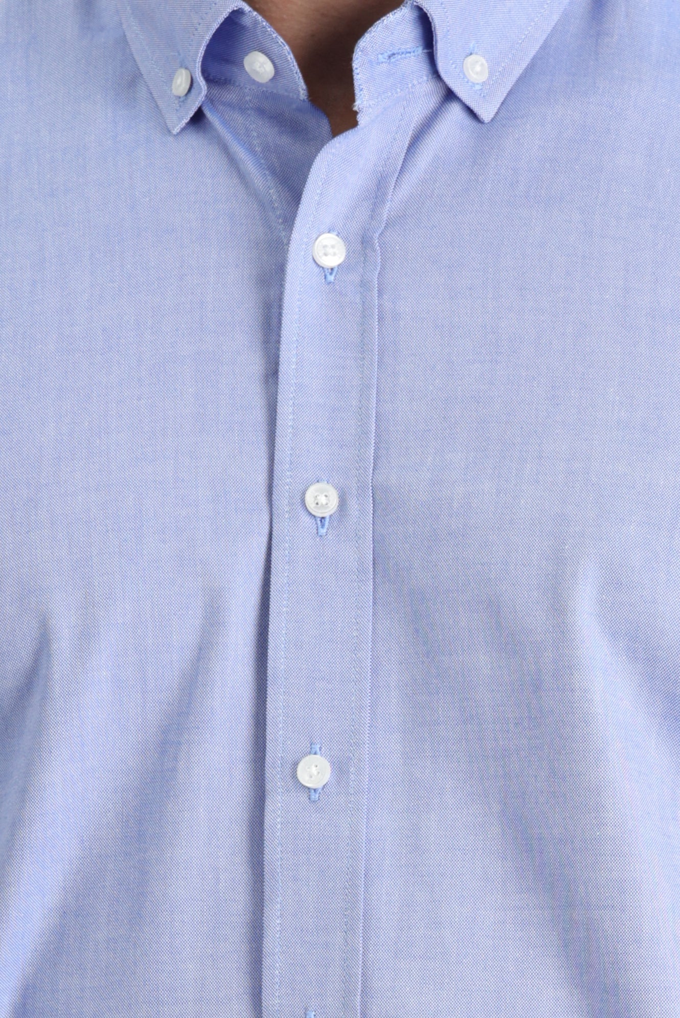Açık Lacivert Uzun Kol Slim Fit Dar Kesim Oxford Pamuk Düğmeli Yaka Gömlek - Image 4