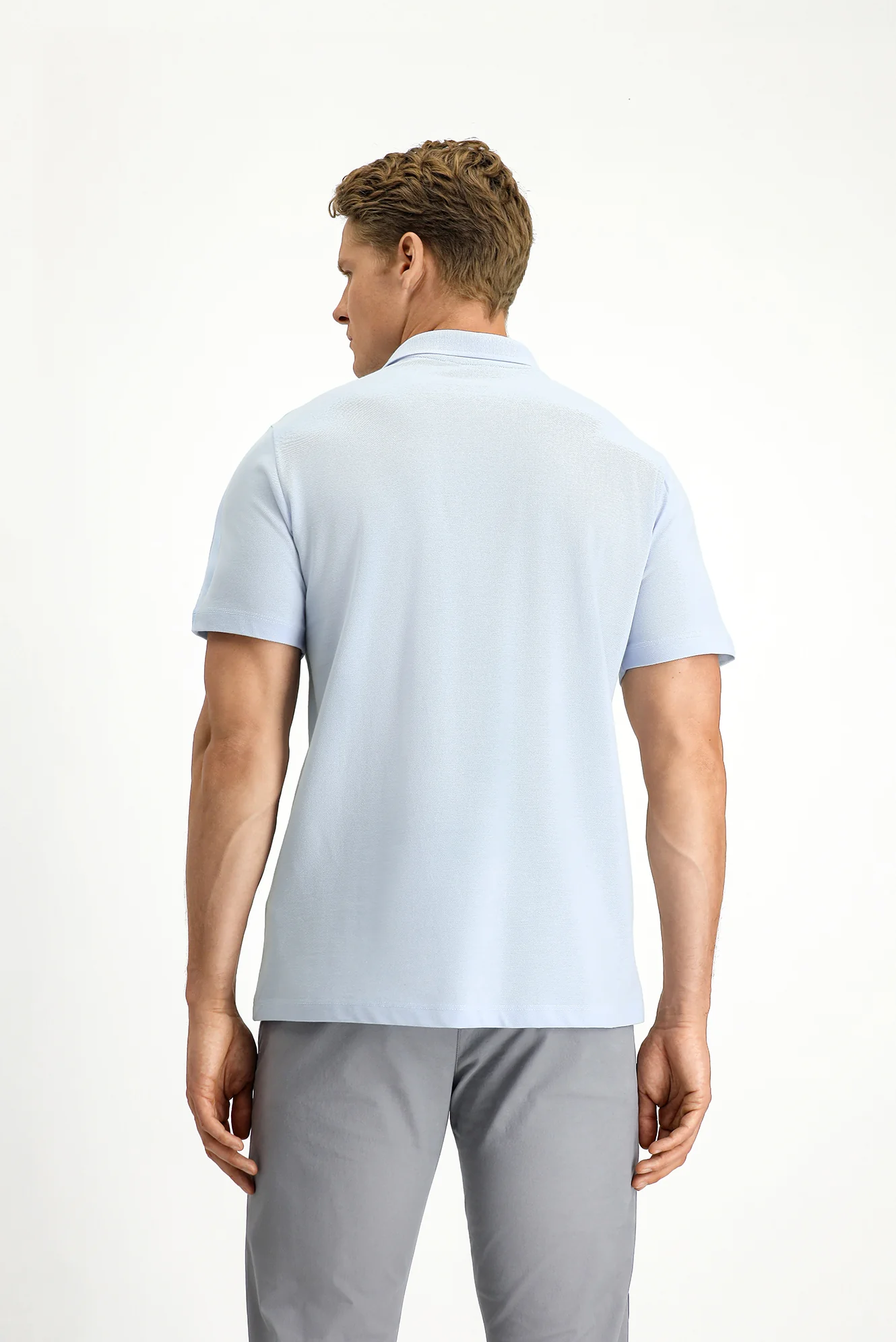Açık Mavi Polo Yaka Regular Fit Cepli Nakışlı %100 Pamuk Tişört - Image 4