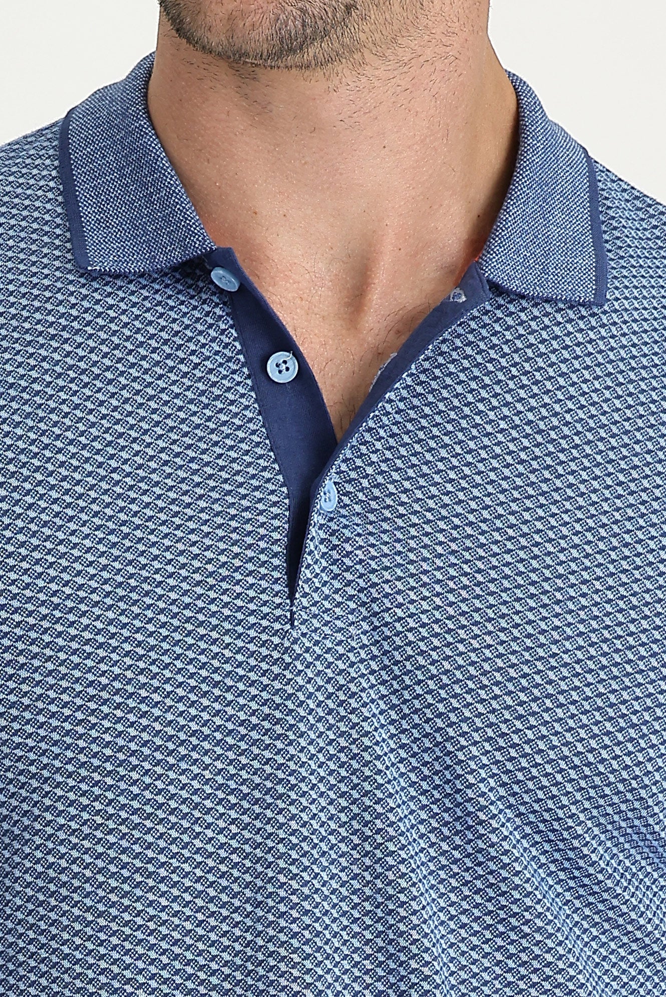 Açık Mavi Polo Yaka Regular Fit Desenli Tişört - Image 4