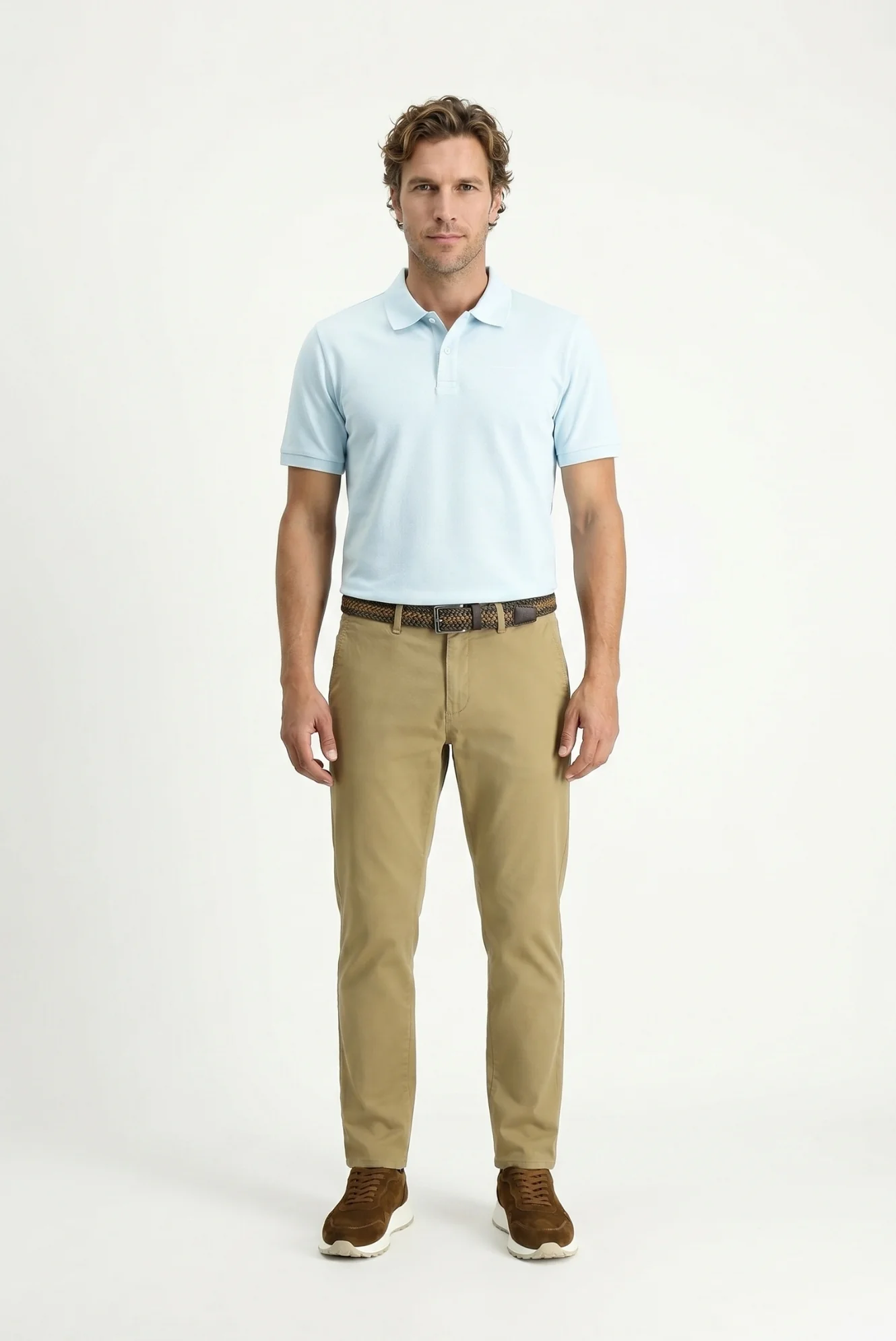 Açık Mavi Polo Yaka Regular Fit Nakışlı Pamuk Tişört - Image 4