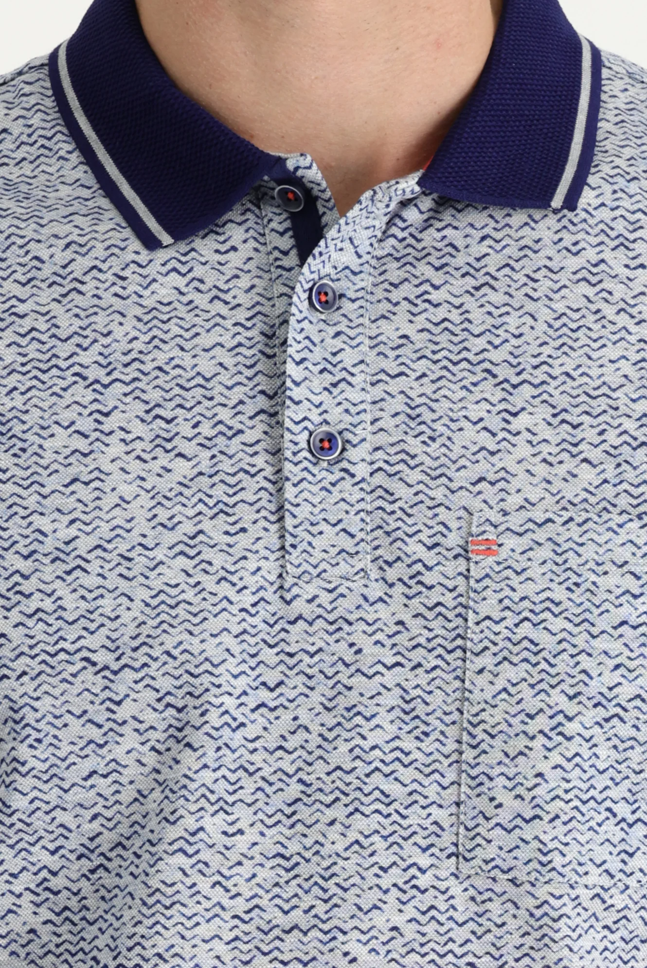 Açık Mavi Polo Yaka Slim Fit Baskılı Tişört - Image 4