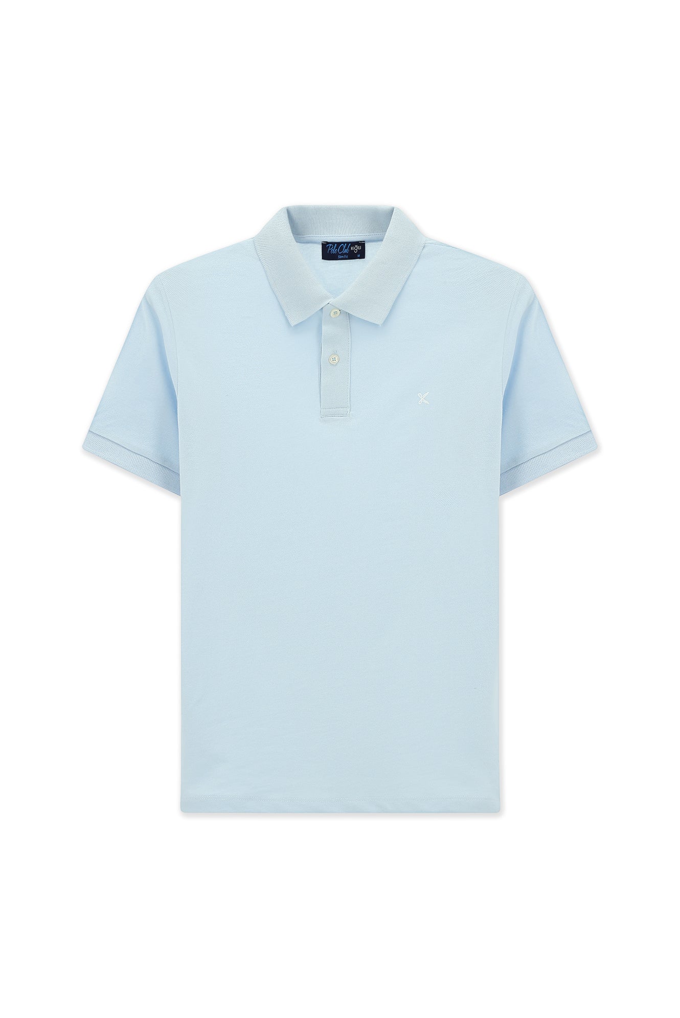 Açık Mavi Polo Yaka Slim Fit Nakışlı %100 Pamuk Tişört - Image 7