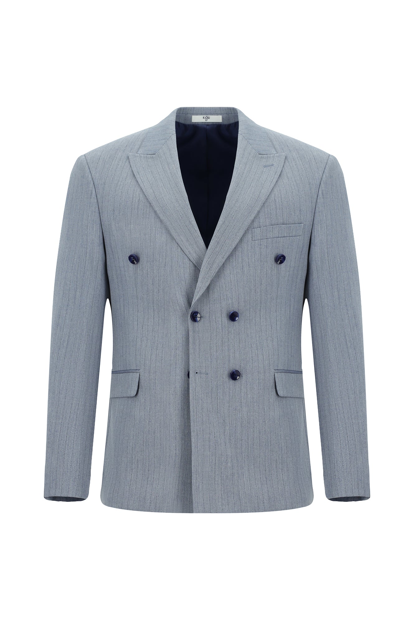 Açık Mavi 6 Drop Regular Fit Standart Kesim Çizgili Kruvaze Takım Elbise - Image 2