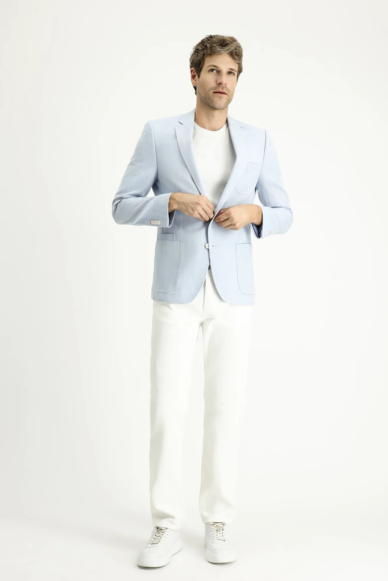 Açık Mavi 6 Drop Regular Fit Standart Kesim Desenli Spor Pamuk Ceket - Image 2