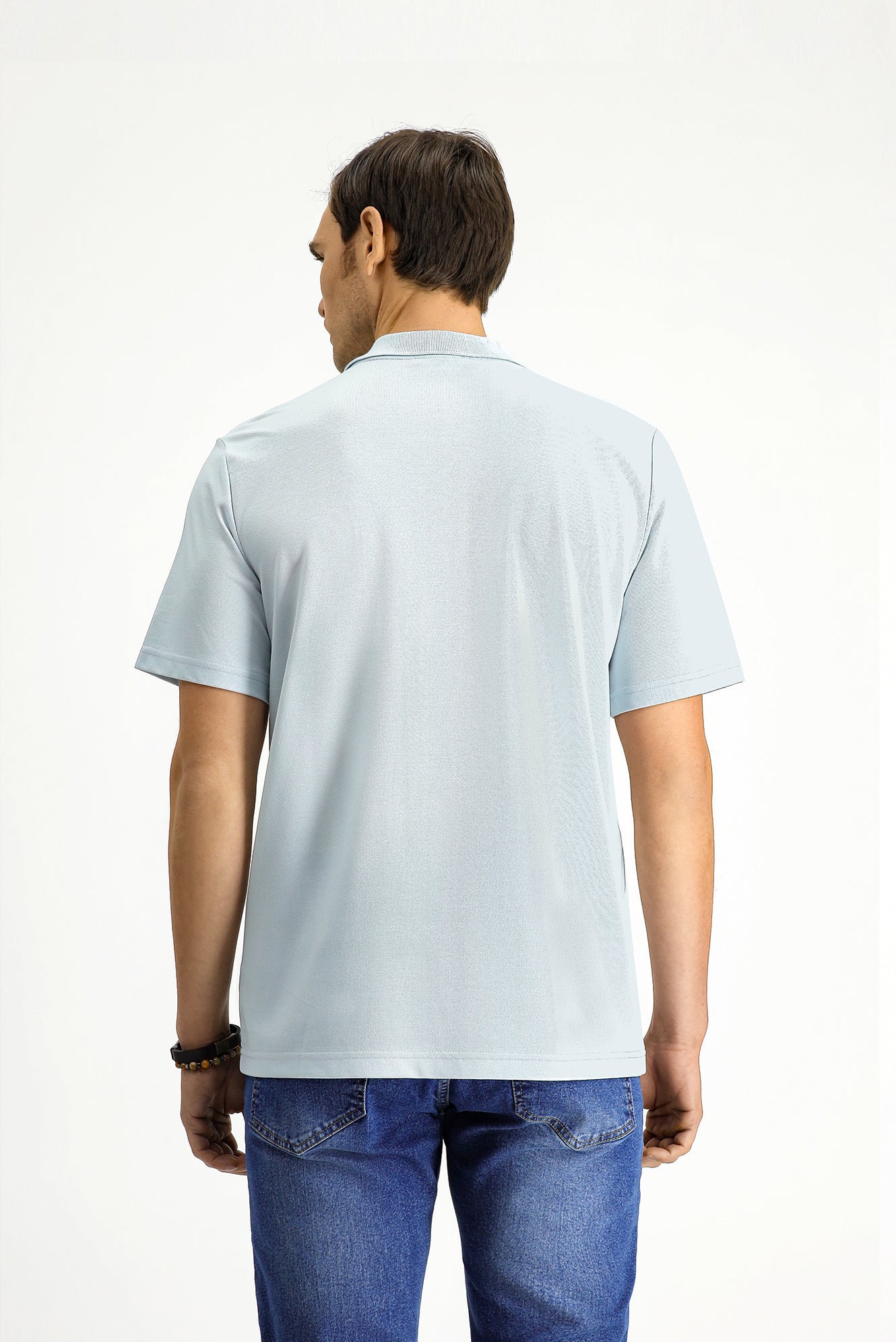 Açık Mavi Regular Fit Pamuklu Nakışlı Cepli Polo Yaka Tişört - Image 5