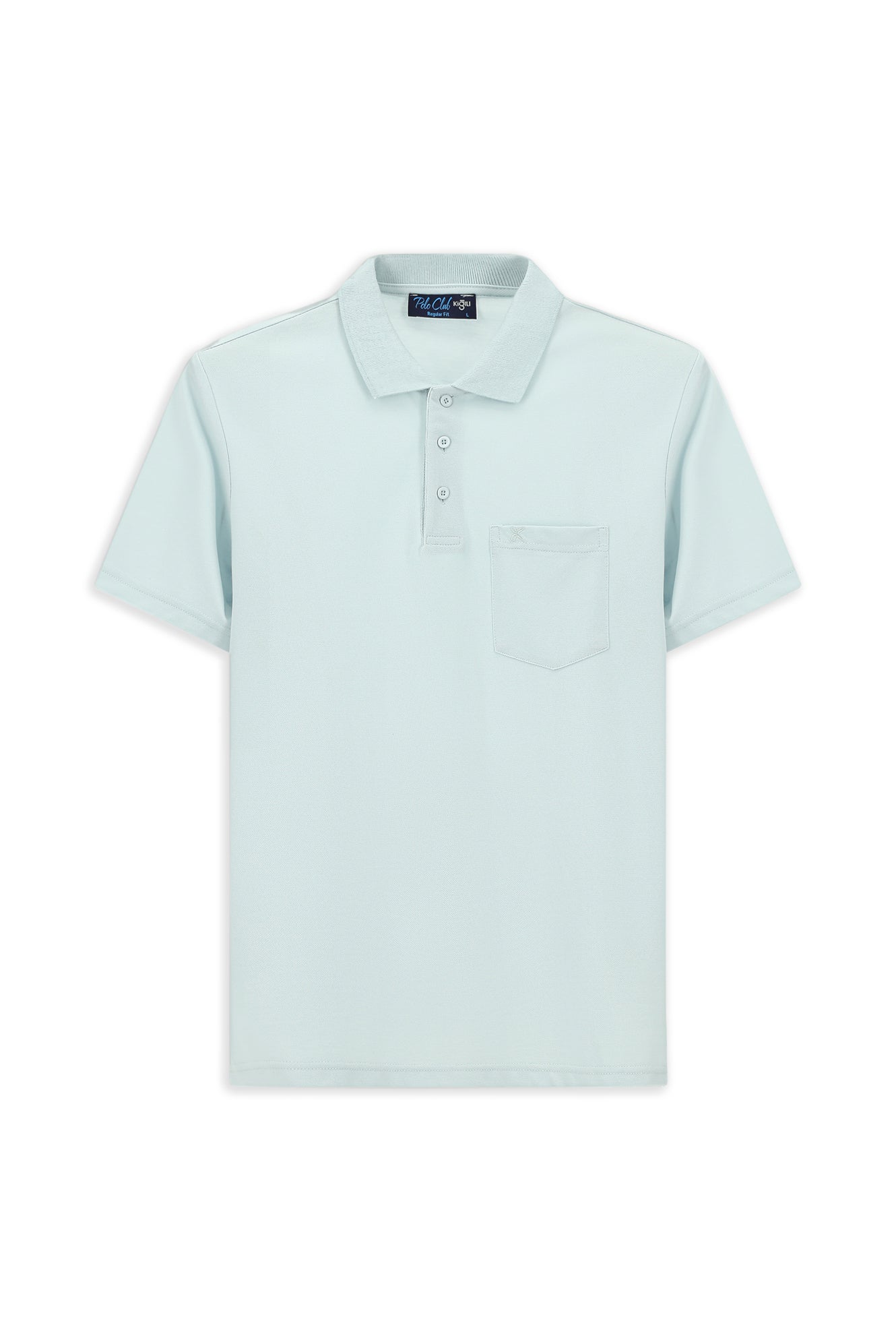 Açık Mavi Regular Fit Pamuklu Nakışlı Cepli Polo Yaka Tişört - Image 8