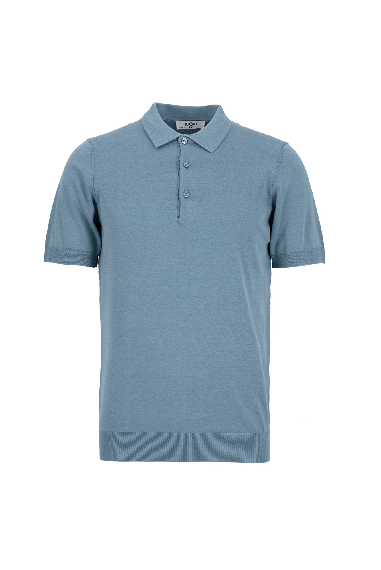 Açık Mavi Regular Fit Düğmeli Polo Yaka Örme Tişört
