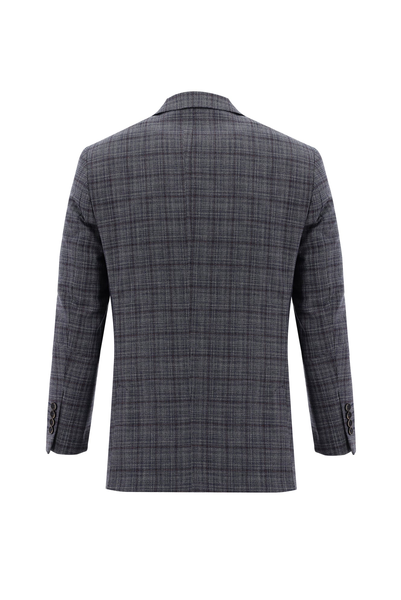 Açık Mavi 4 Drop Relaxed Fit Rahat Kesim Ekose Ceket - Image 2