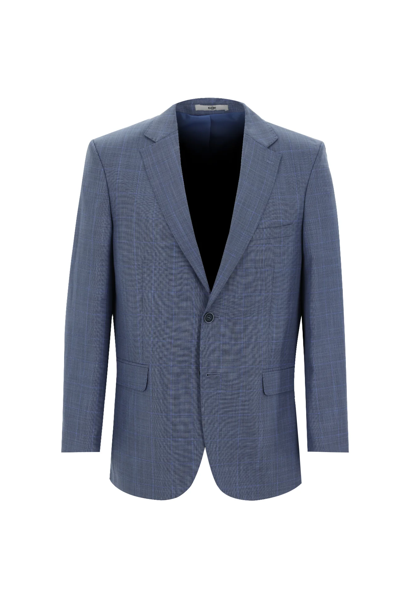 Açık Mavi 4 Drop Relaxed Fit Rahat Kesim Kareli Takım Elbise - Image 2