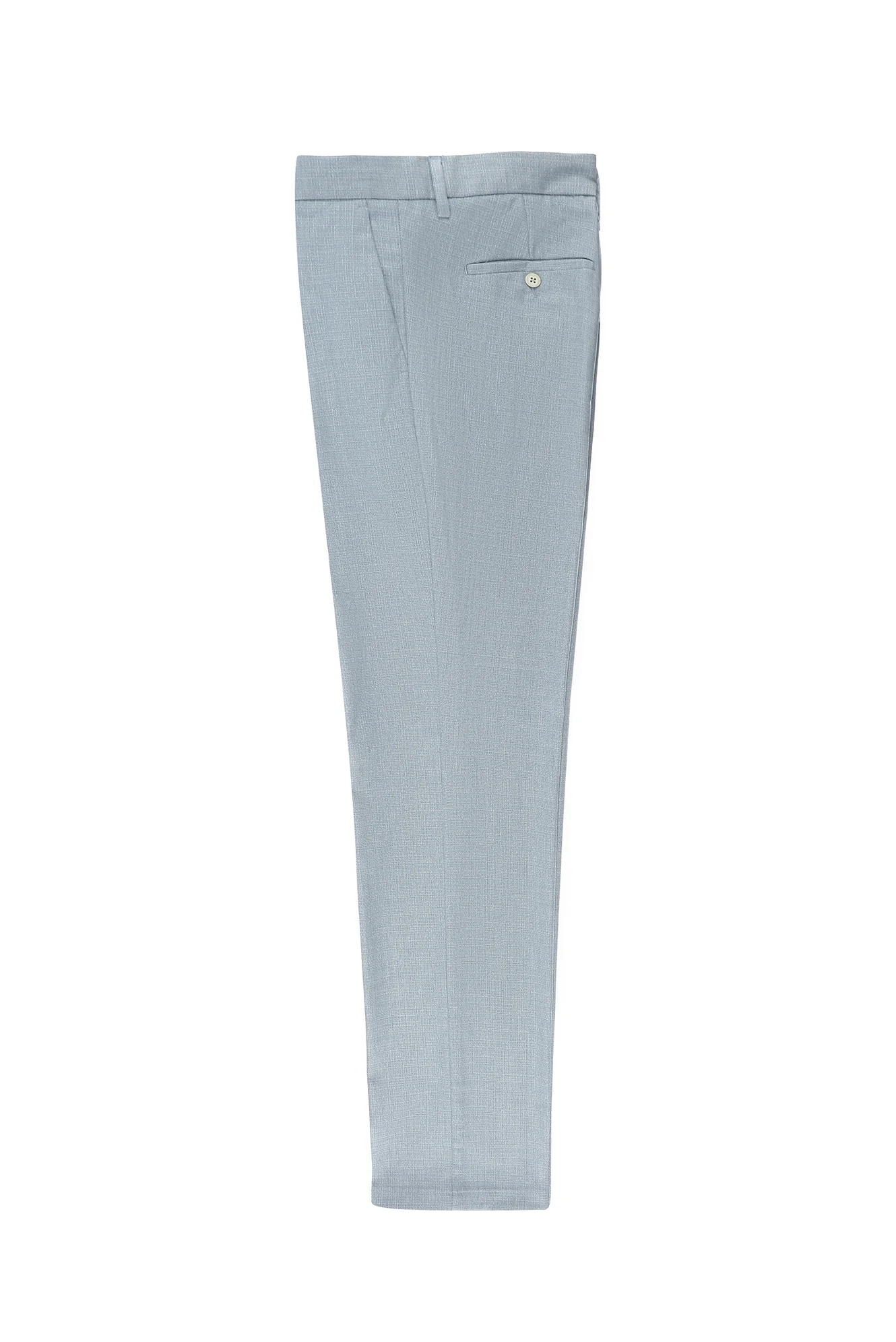 Açık Mavi 7 Drop Slim Fit Dar Kesim Desenli Beli Lastikli İpli Likralı Klasik Kumaş Pantolon