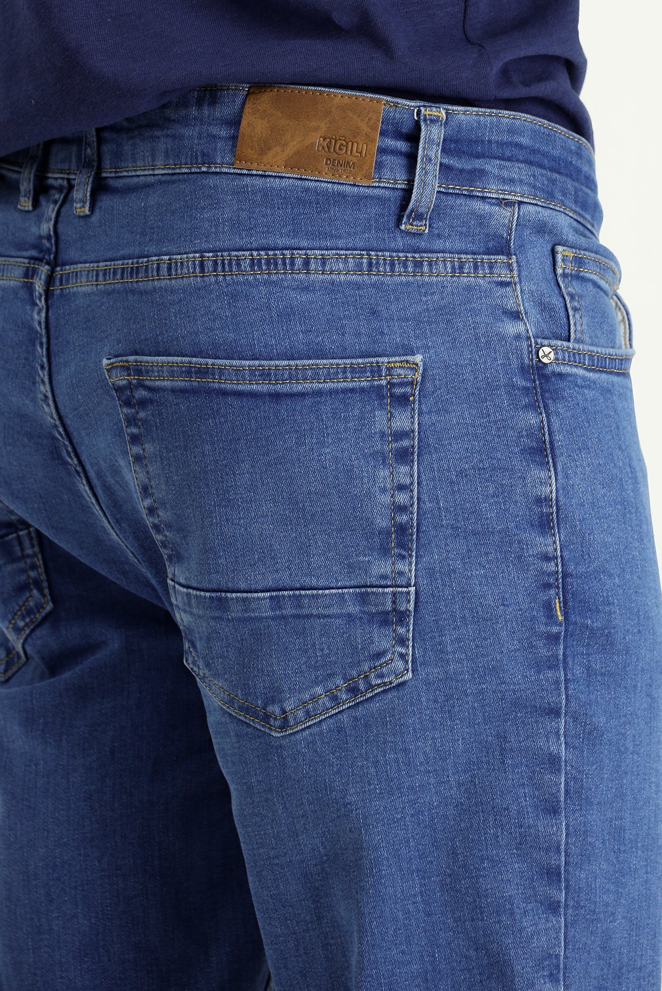 Açık Mavi Slim Fit Dar Kesim Pamuklu Likralı Esnek 4 Mevsim Denim Pantolon - Image 5