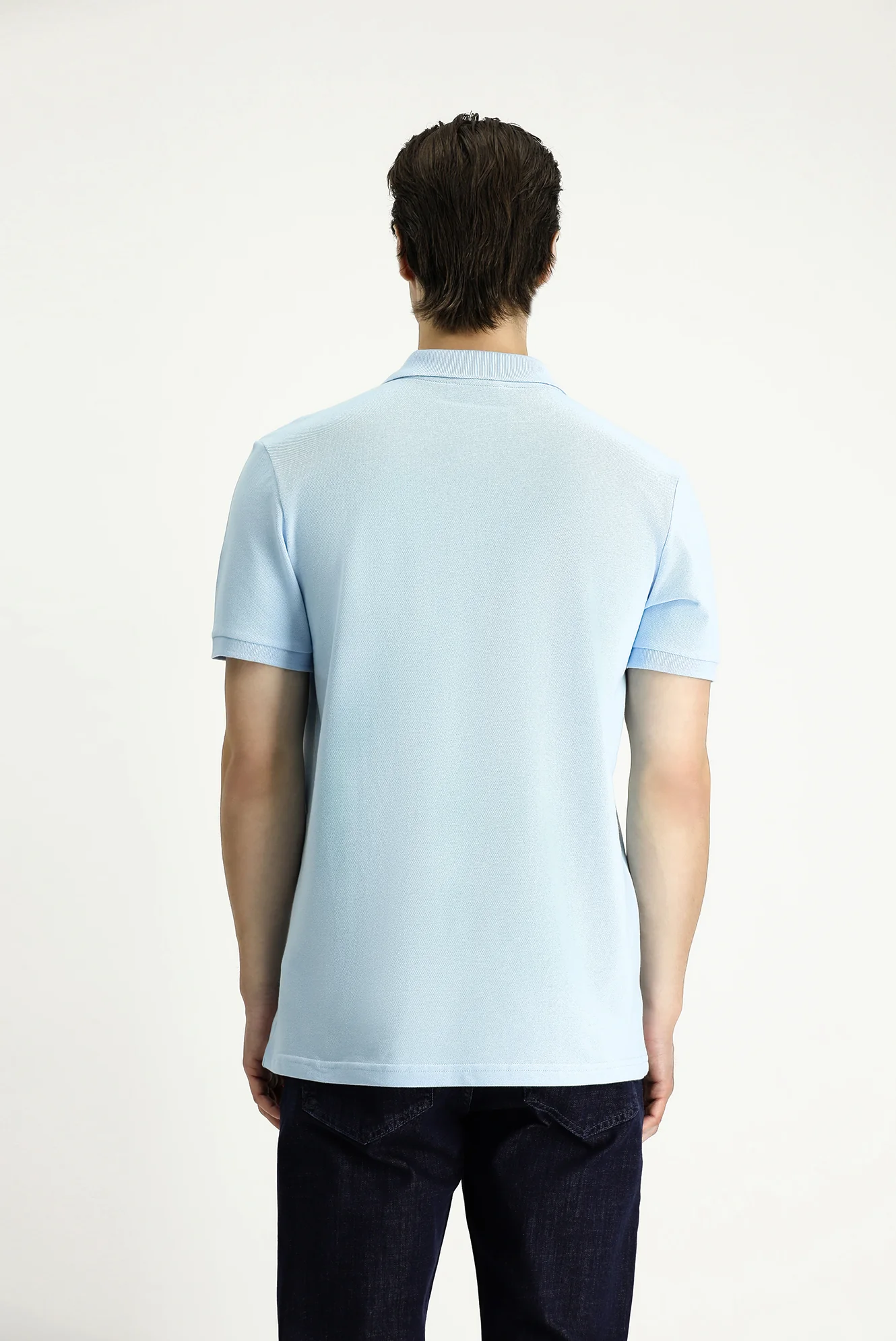Açık Mavi Slim Fit Dar Kesim Nakışlı Pamuk Polo Yaka Tişört - Image 4