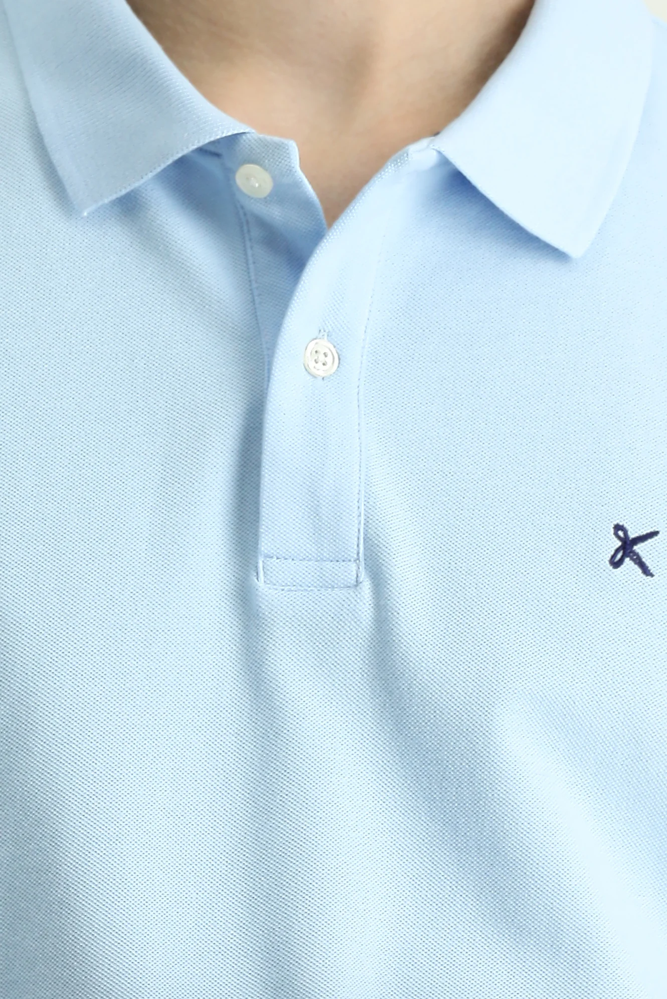 Açık Mavi Slim Fit Dar Kesim Nakışlı Pamuk Polo Yaka Tişört - Image 5
