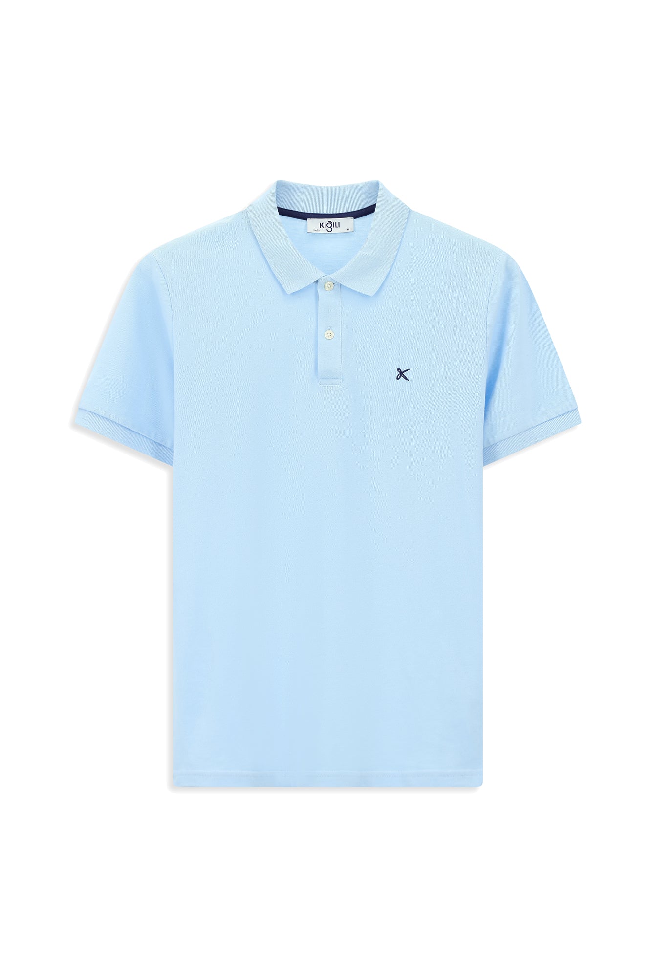 Açık Mavi Slim Fit Dar Kesim Nakışlı Pamuk Polo Yaka Tişört - Image 7